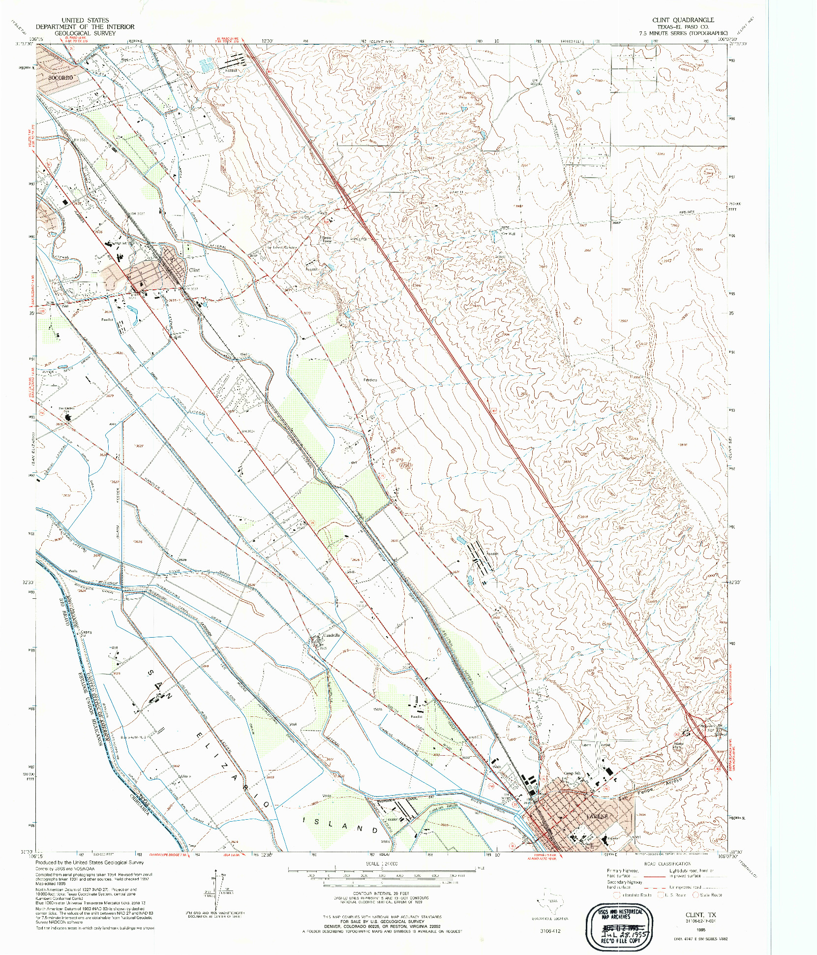 USGS 1:24000-SCALE QUADRANGLE FOR CLINT, TX 1995