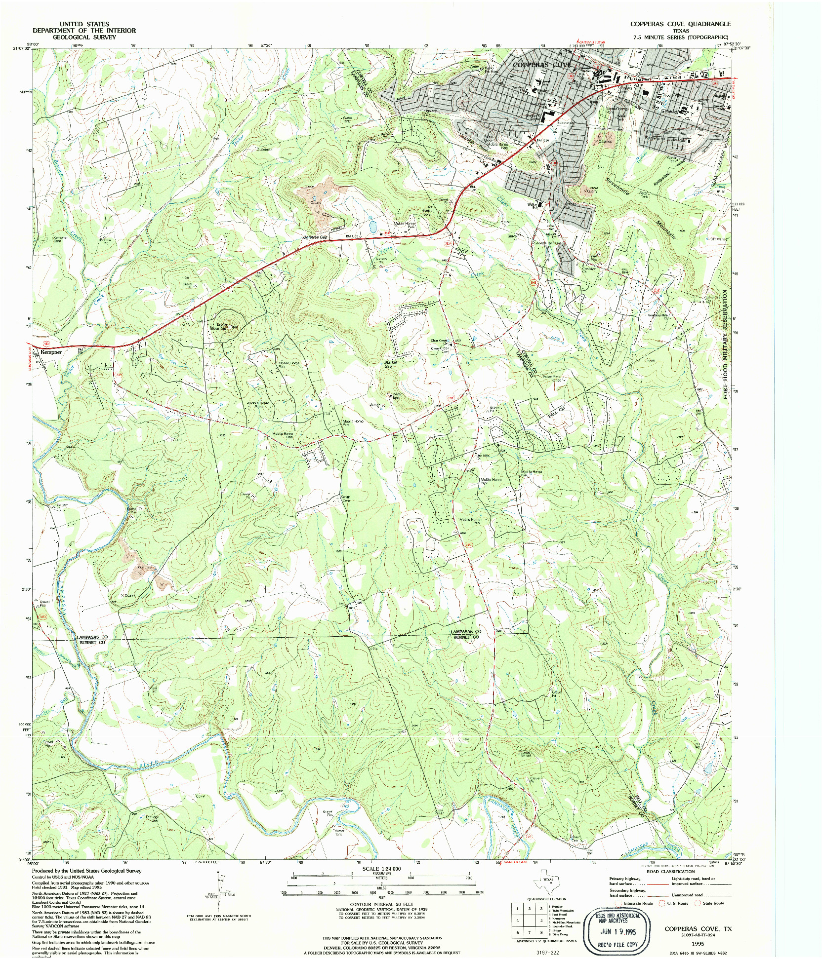 USGS 1:24000-SCALE QUADRANGLE FOR COPPERAS COVE, TX 1995