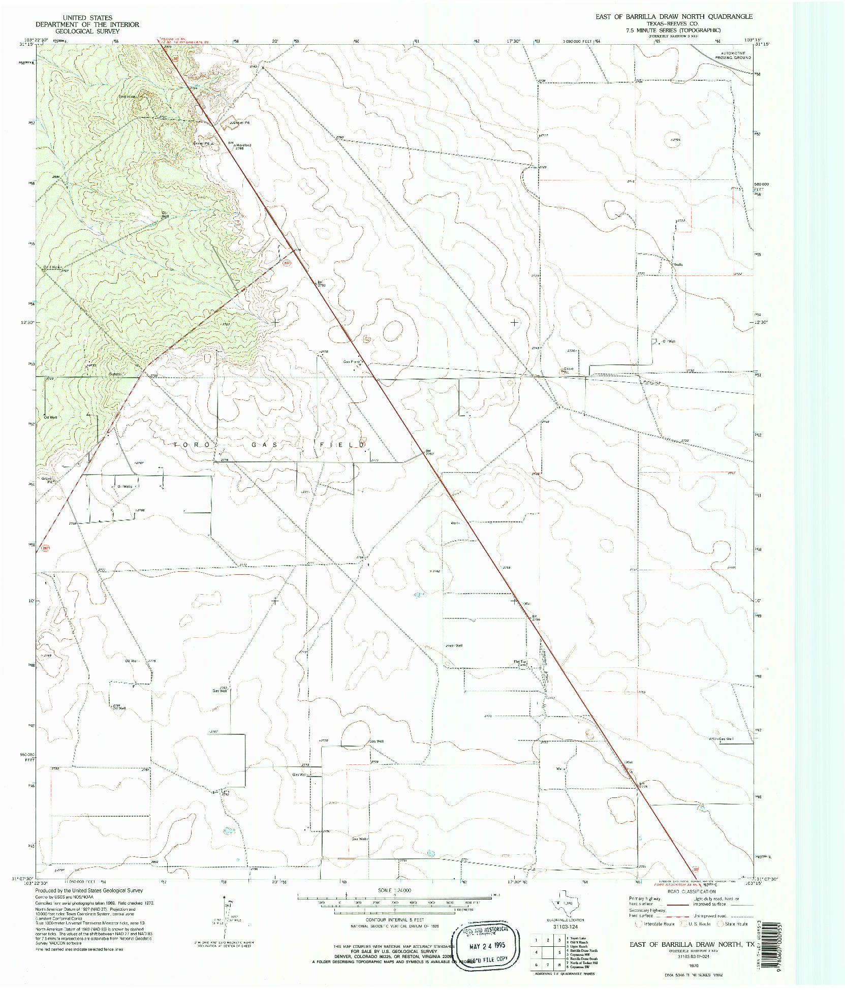 USGS 1:24000-SCALE QUADRANGLE FOR EAST OF BARRILLA DRAW NORTH, TX 1970