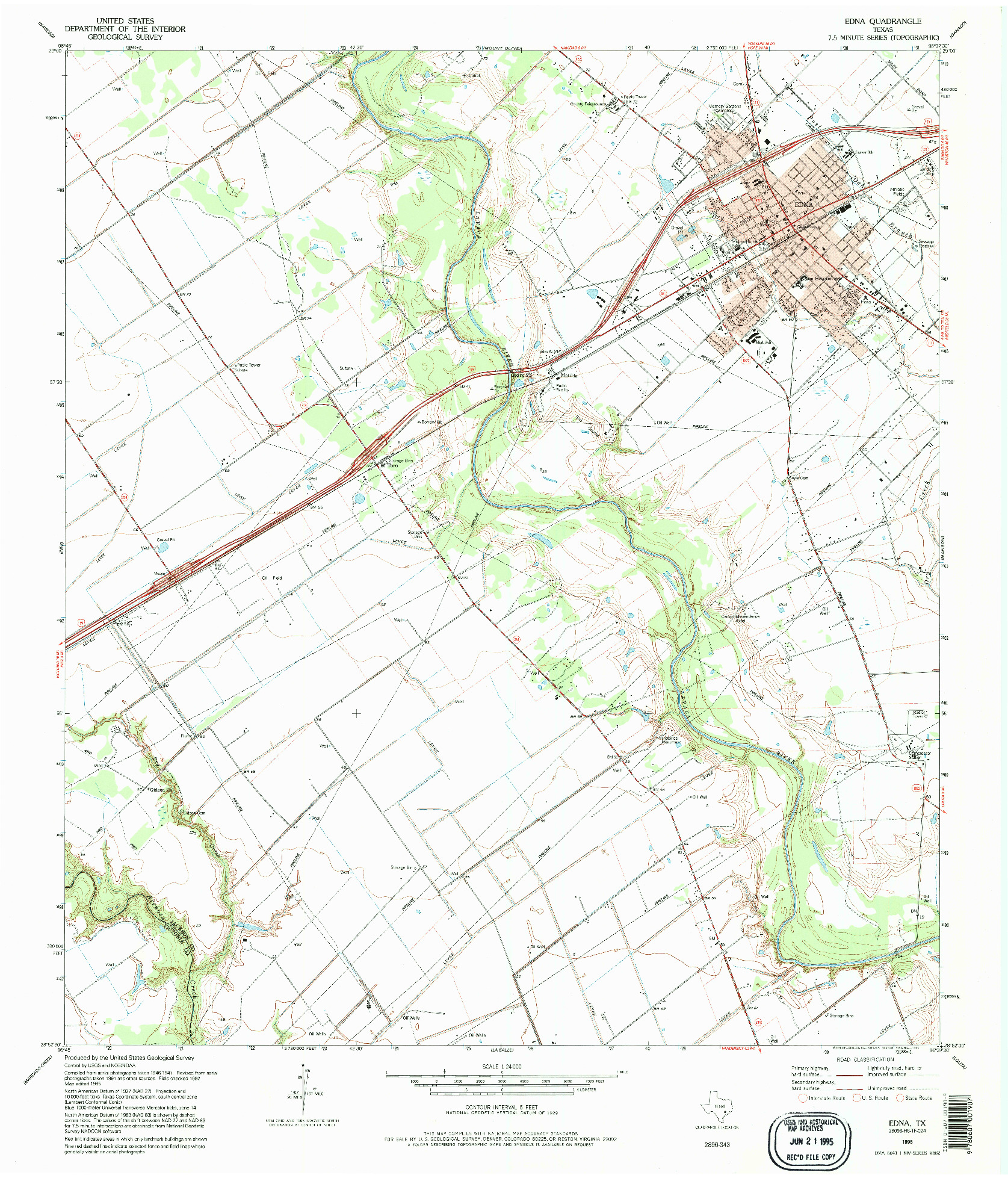 USGS 1:24000-SCALE QUADRANGLE FOR EDNA, TX 1995