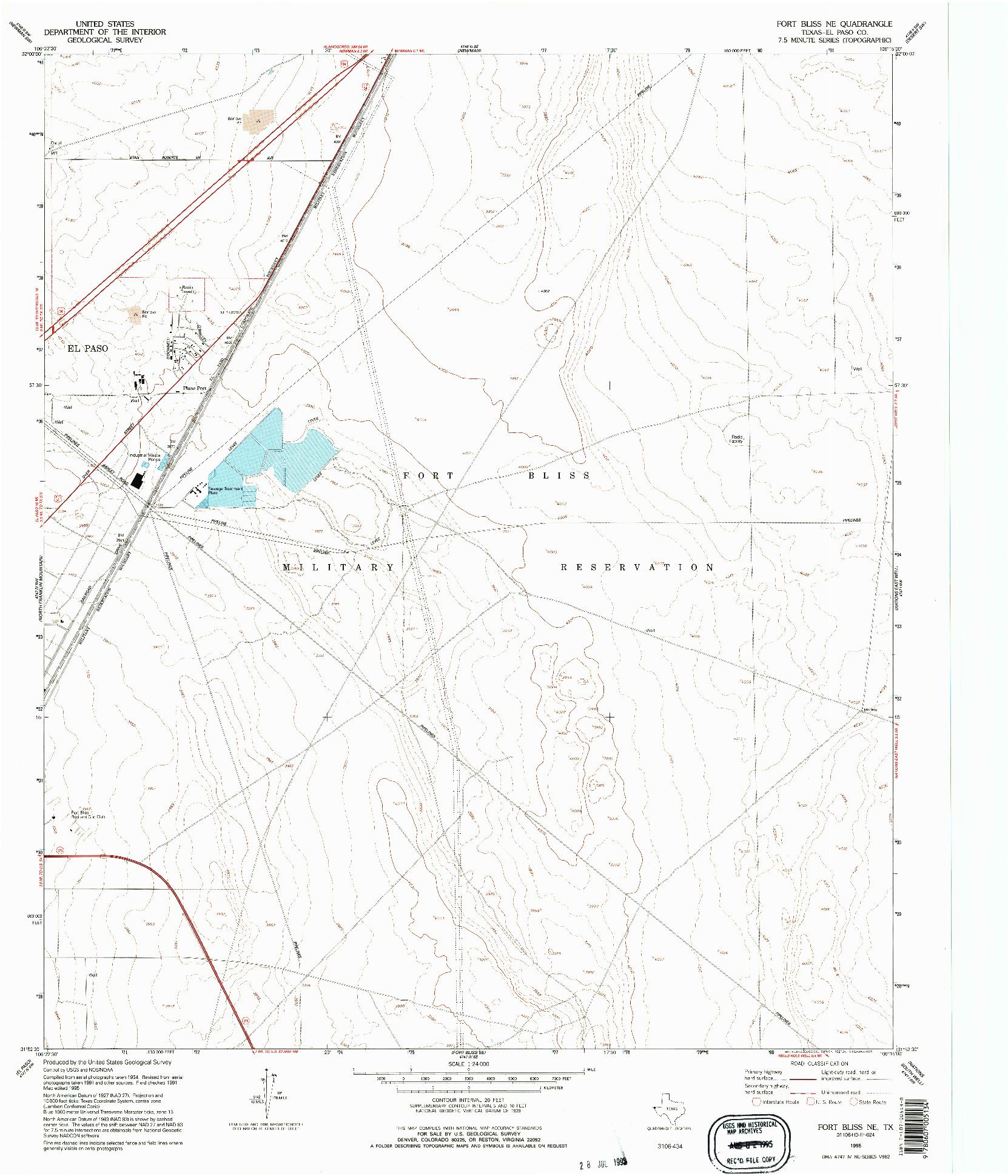 USGS 1:24000-SCALE QUADRANGLE FOR FORT BLISS NE, TX 1995