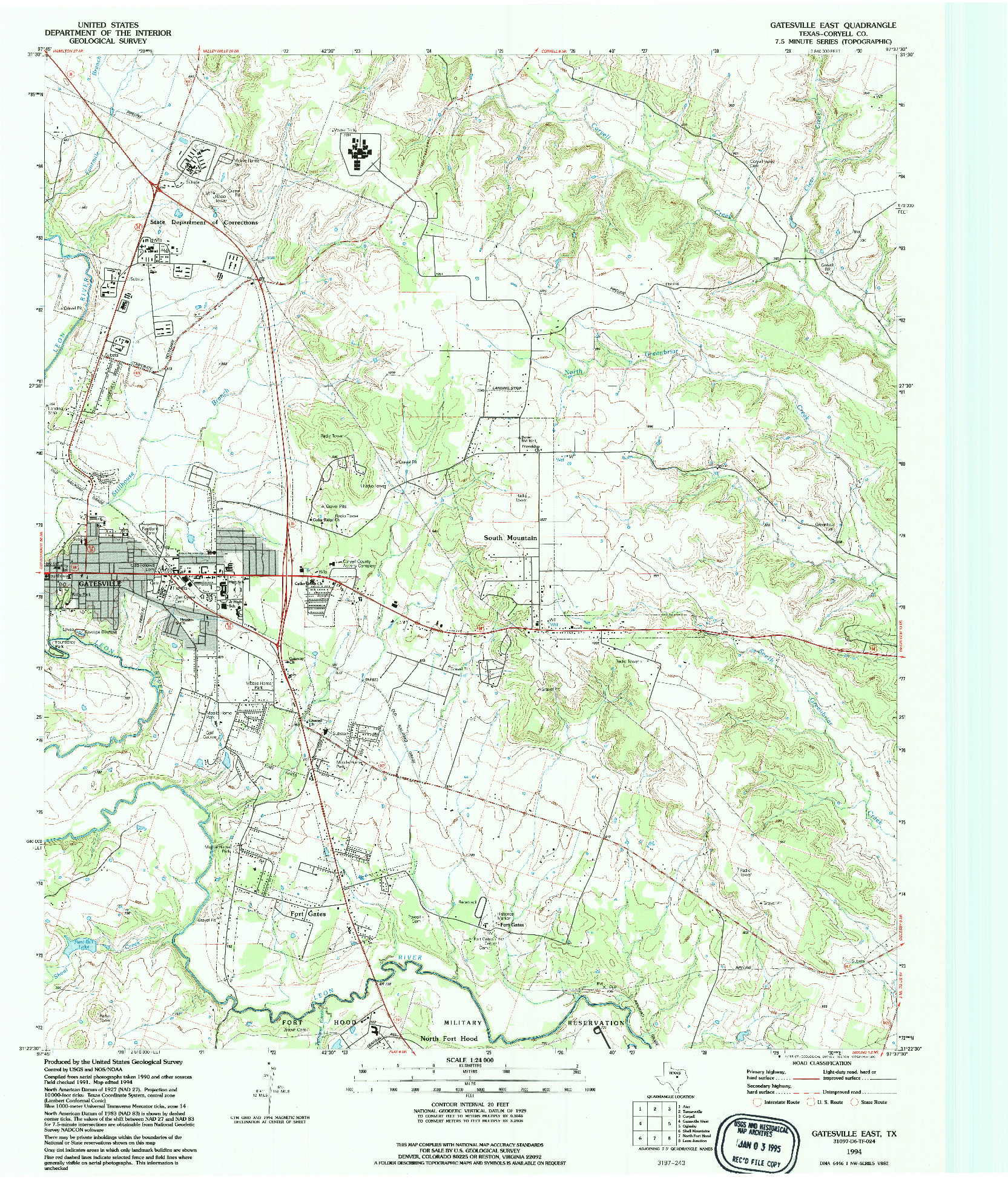 USGS 1:24000-SCALE QUADRANGLE FOR GATESVILLE EAST, TX 1994