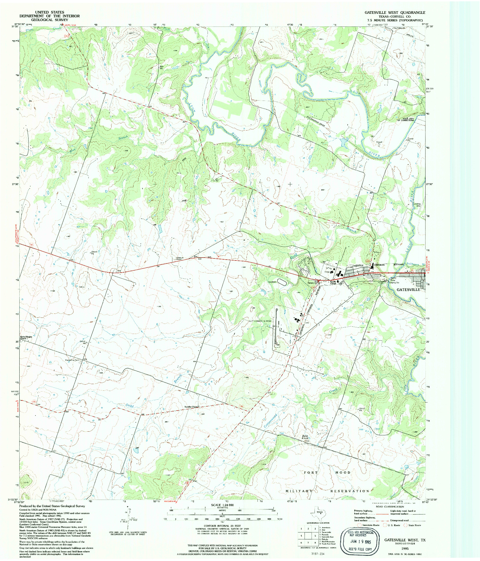 USGS 1:24000-SCALE QUADRANGLE FOR GATESVILLE WEST, TX 1995