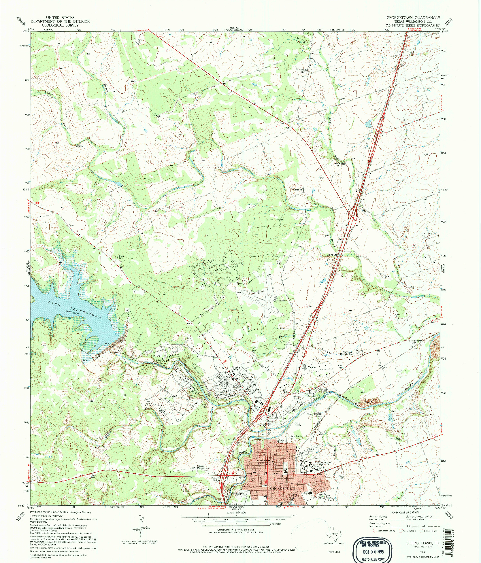 USGS 1:24000-SCALE QUADRANGLE FOR GEORGETOWN, TX 1982