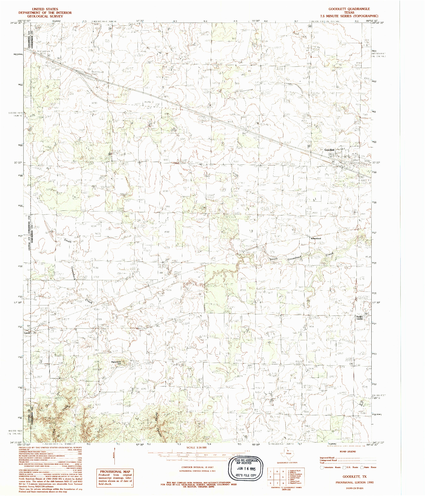 USGS 1:24000-SCALE QUADRANGLE FOR GOODLETT, TX 1990