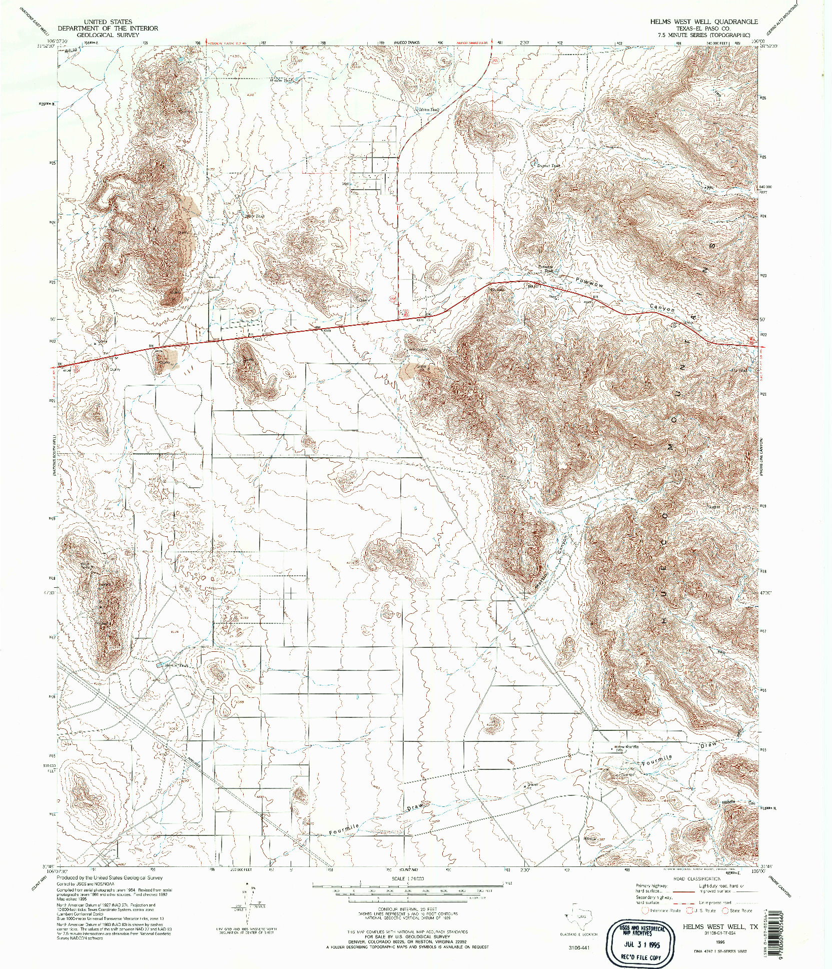 USGS 1:24000-SCALE QUADRANGLE FOR HELMS WEST WELL, TX 1995