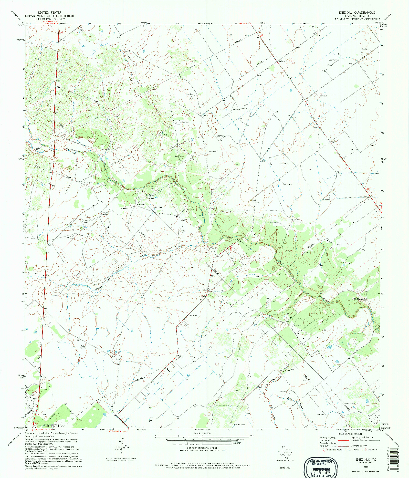 USGS 1:24000-SCALE QUADRANGLE FOR INEZ NW, TX 1995
