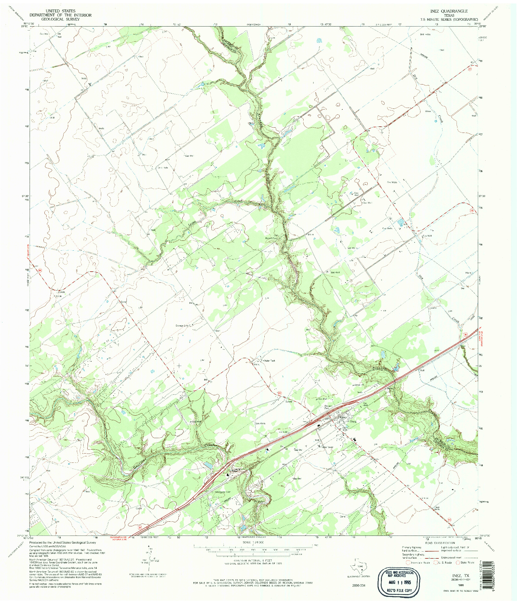 USGS 1:24000-SCALE QUADRANGLE FOR INEZ, TX 1995