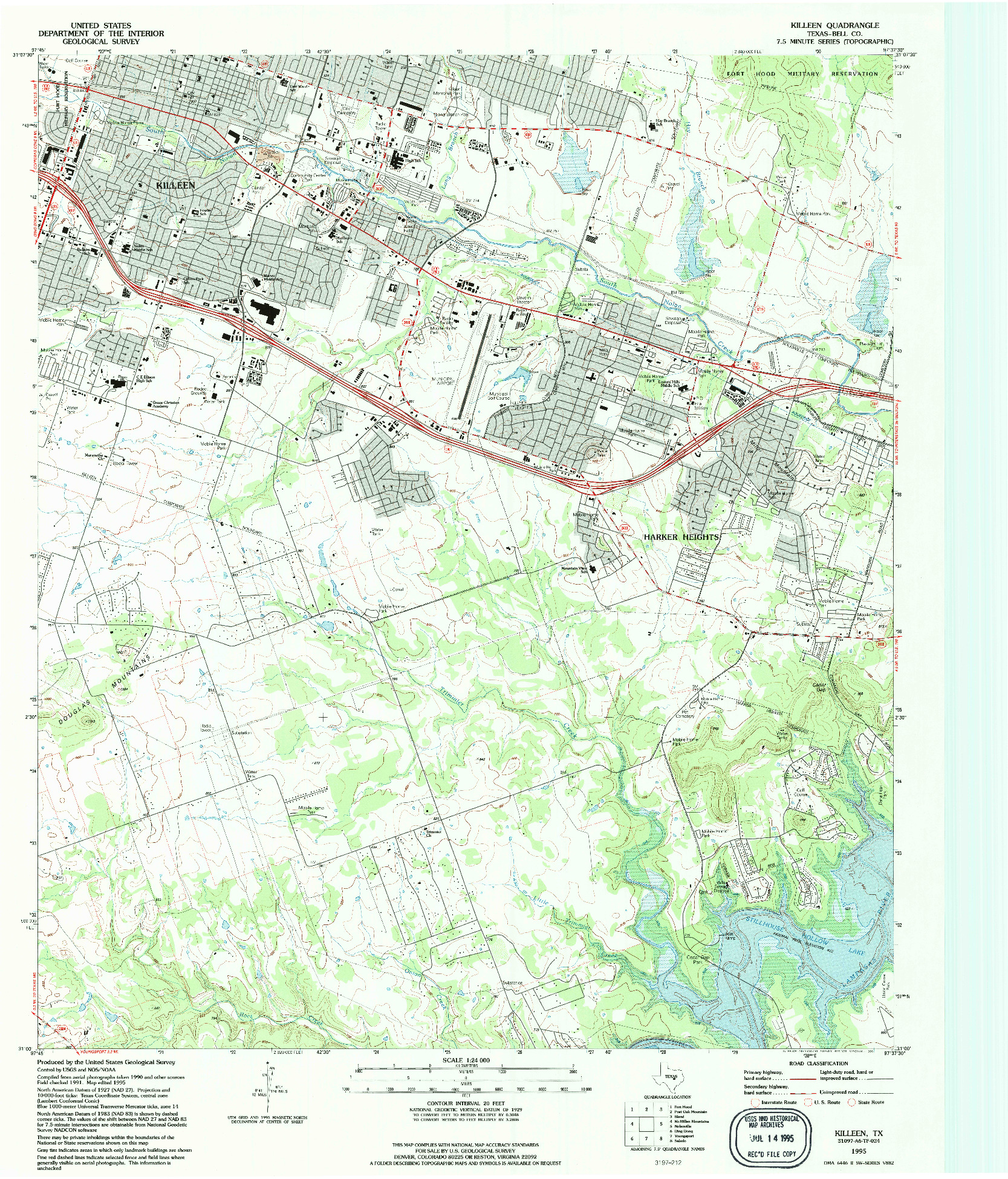 USGS 1:24000-SCALE QUADRANGLE FOR KILLEEN, TX 1995