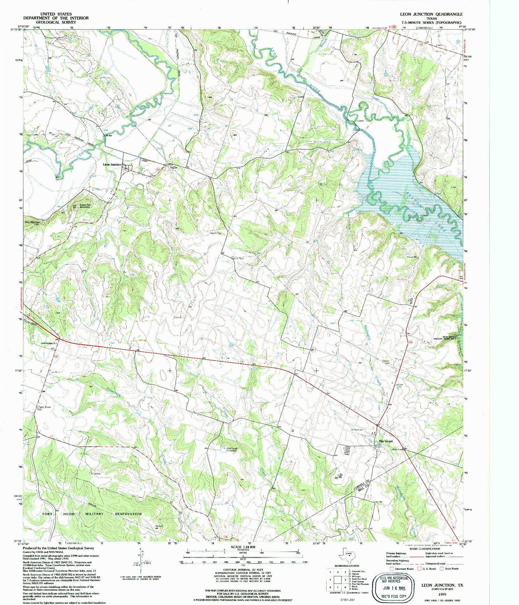 USGS 1:24000-SCALE QUADRANGLE FOR LEON JUNCTION, TX 1995