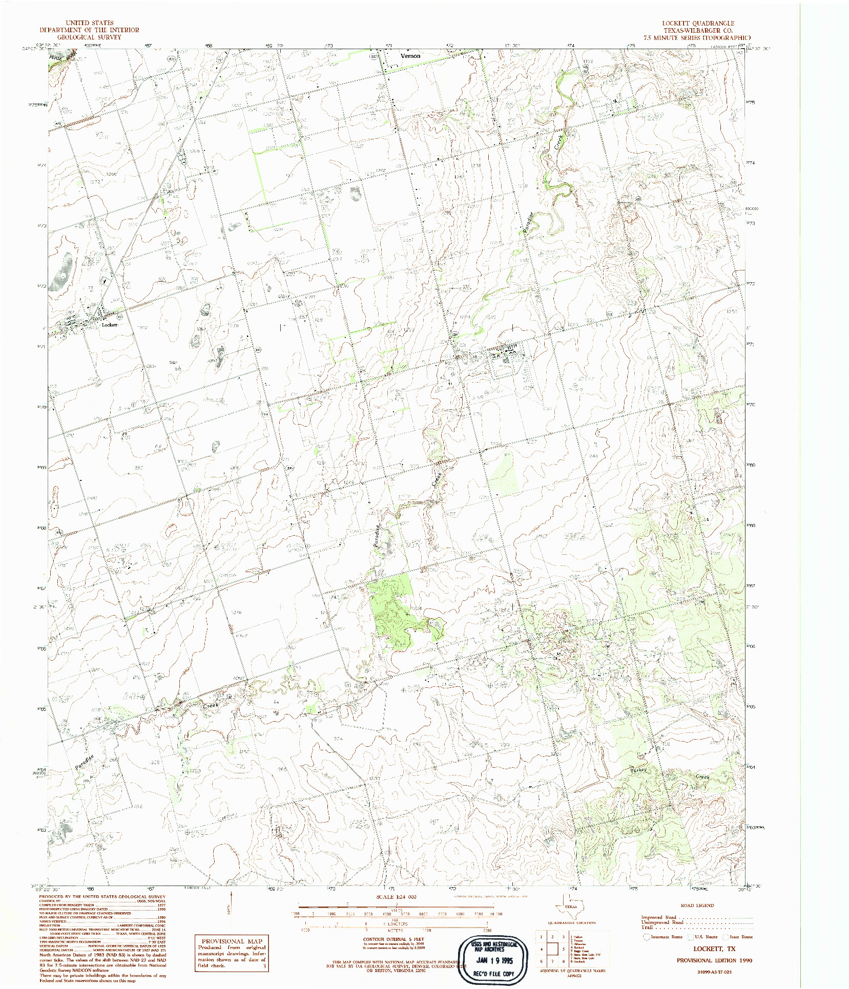 USGS 1:24000-SCALE QUADRANGLE FOR LOCKETT, TX 1990