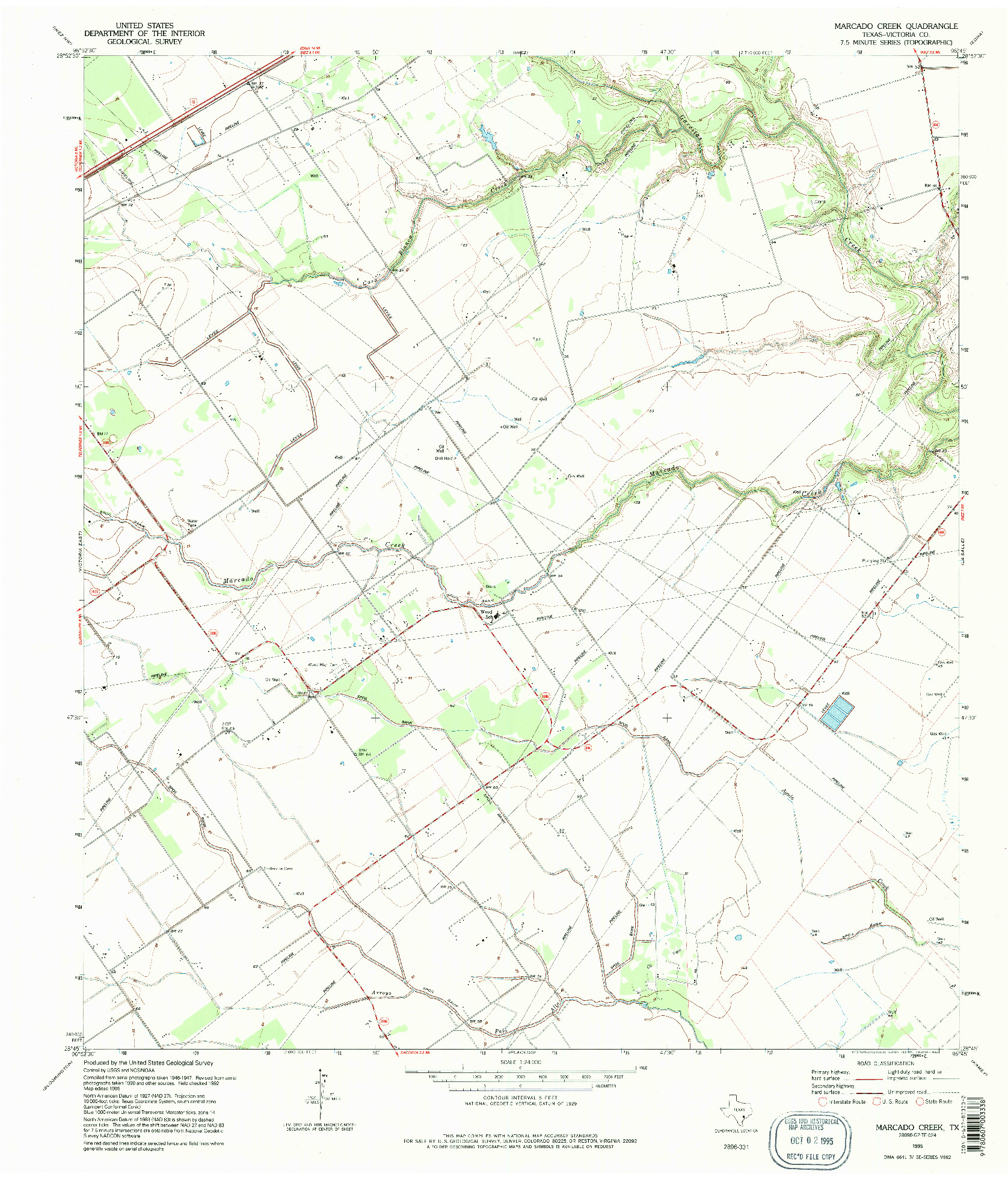 USGS 1:24000-SCALE QUADRANGLE FOR MARCADO CREEK, TX 1995