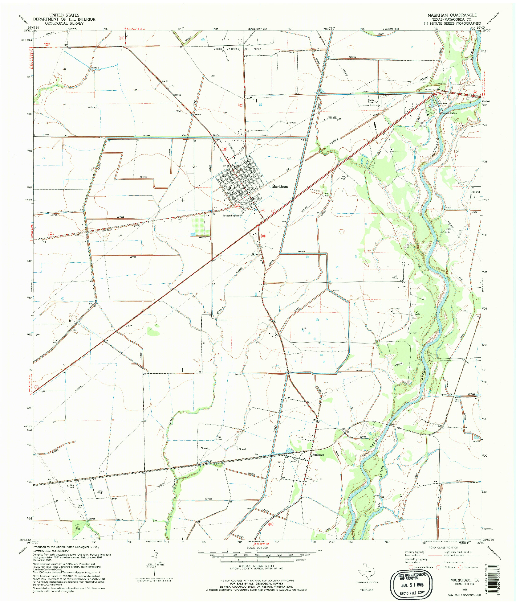 USGS 1:24000-SCALE QUADRANGLE FOR MARKHAM, TX 1995