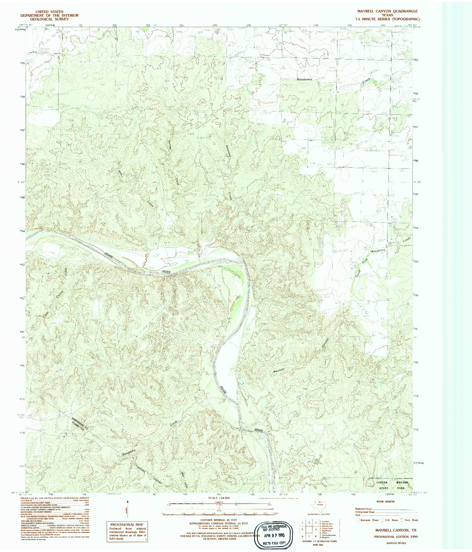 USGS 1:24000-SCALE QUADRANGLE FOR MAYBELL CANYON, TX 1990