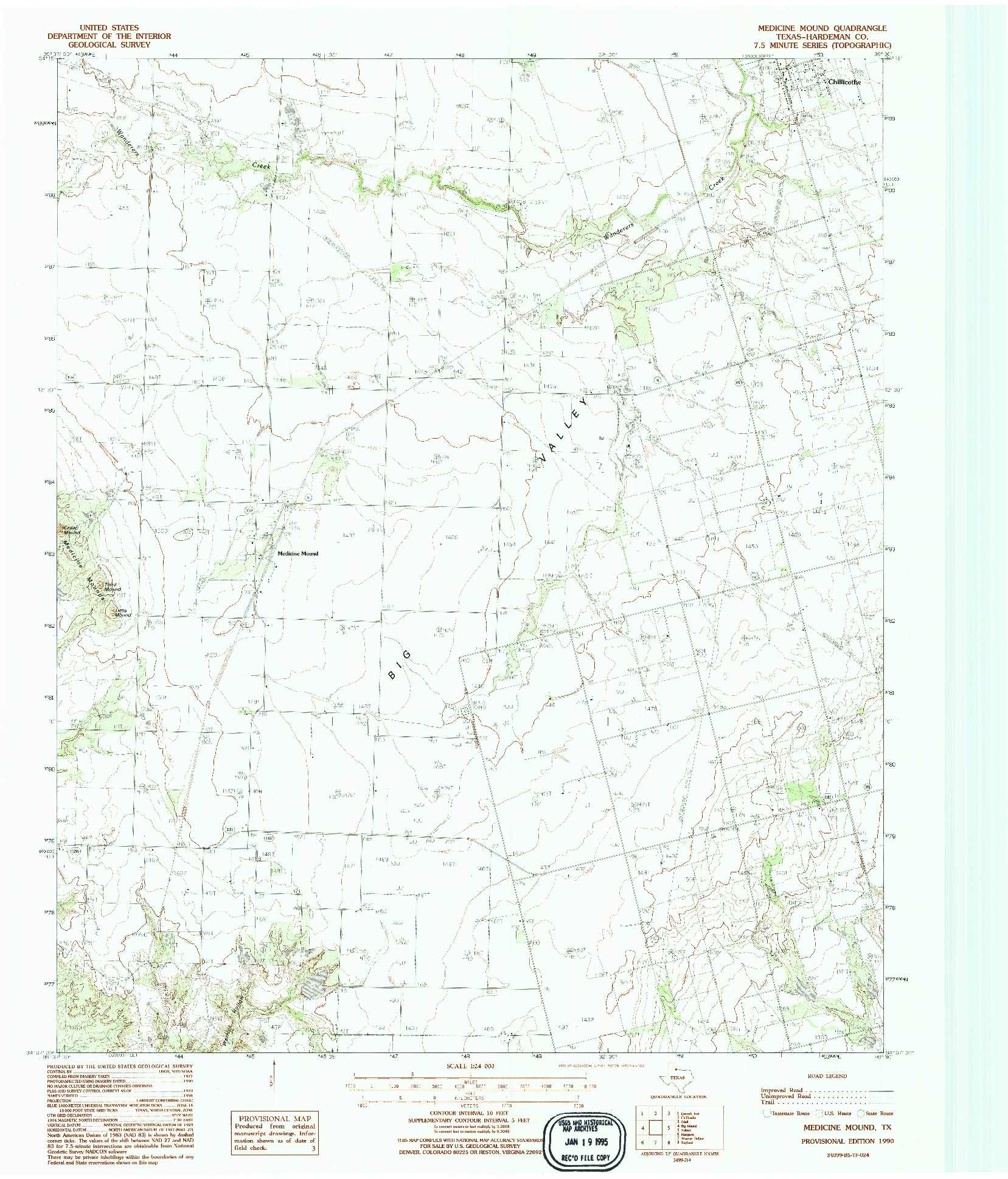 USGS 1:24000-SCALE QUADRANGLE FOR MEDICINE MOUND, TX 1990