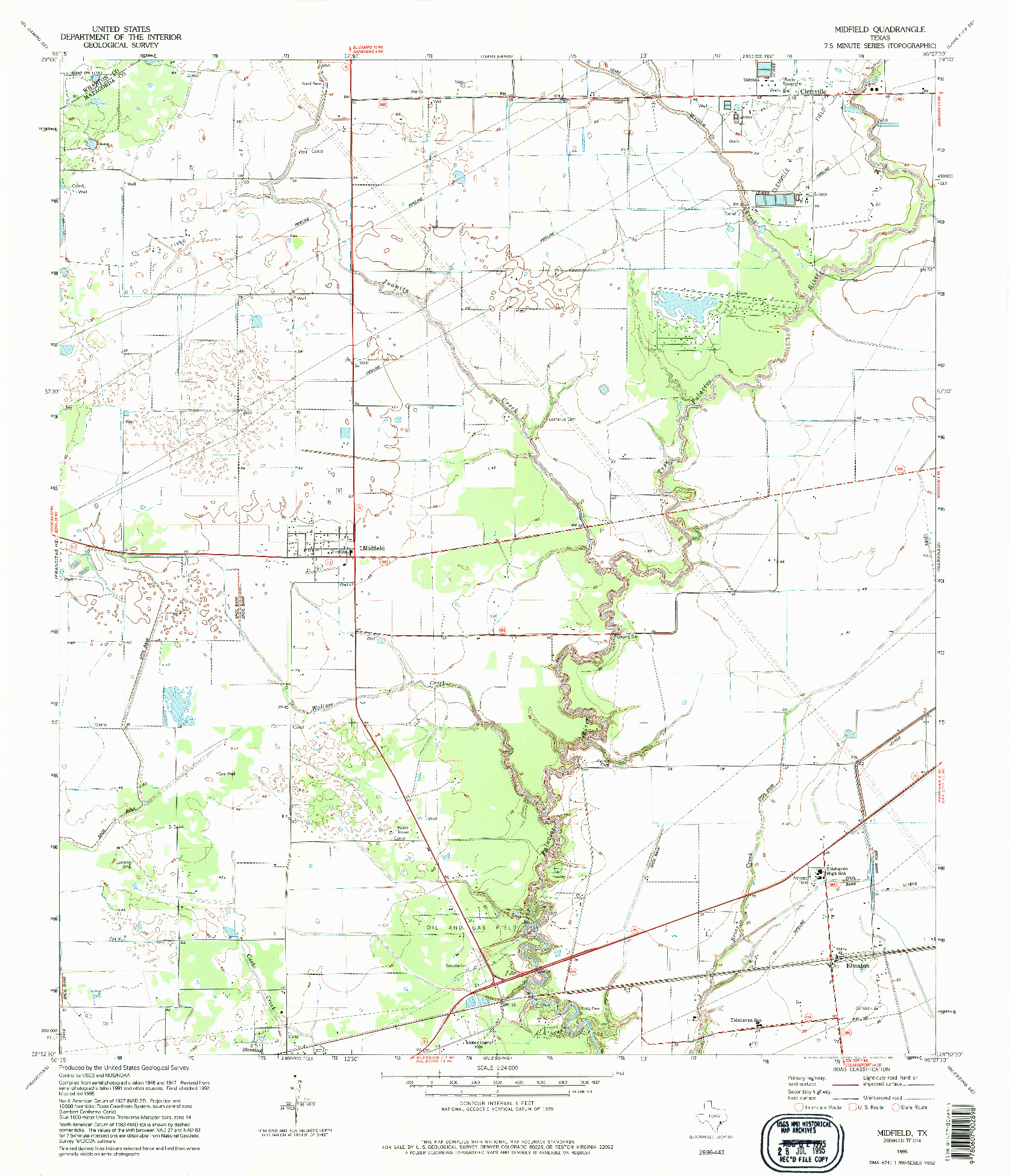USGS 1:24000-SCALE QUADRANGLE FOR MIDFIELD, TX 1995