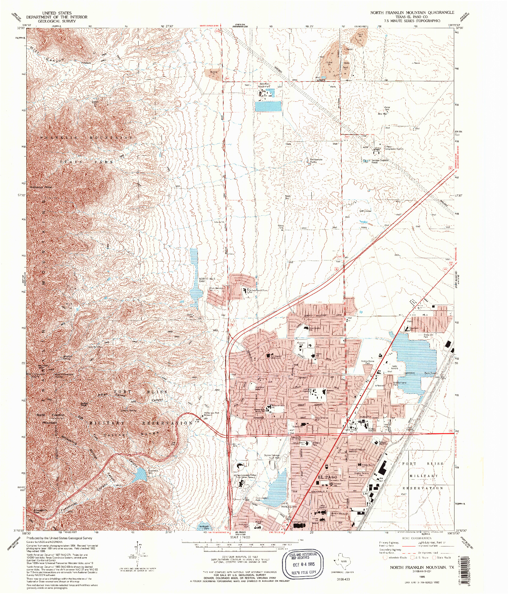 USGS 1:24000-SCALE QUADRANGLE FOR NORTH FRANKLIN MOUNTAIN, TX 1995