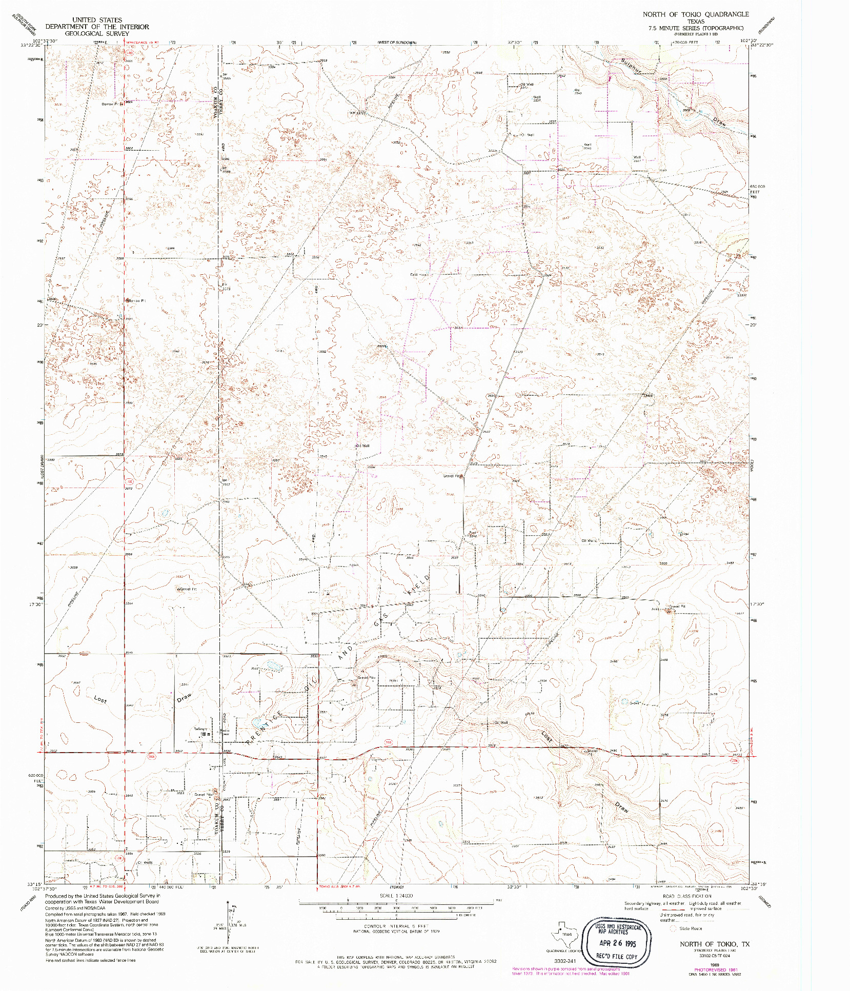 USGS 1:24000-SCALE QUADRANGLE FOR NORTH OF TOKIO, TX 1969