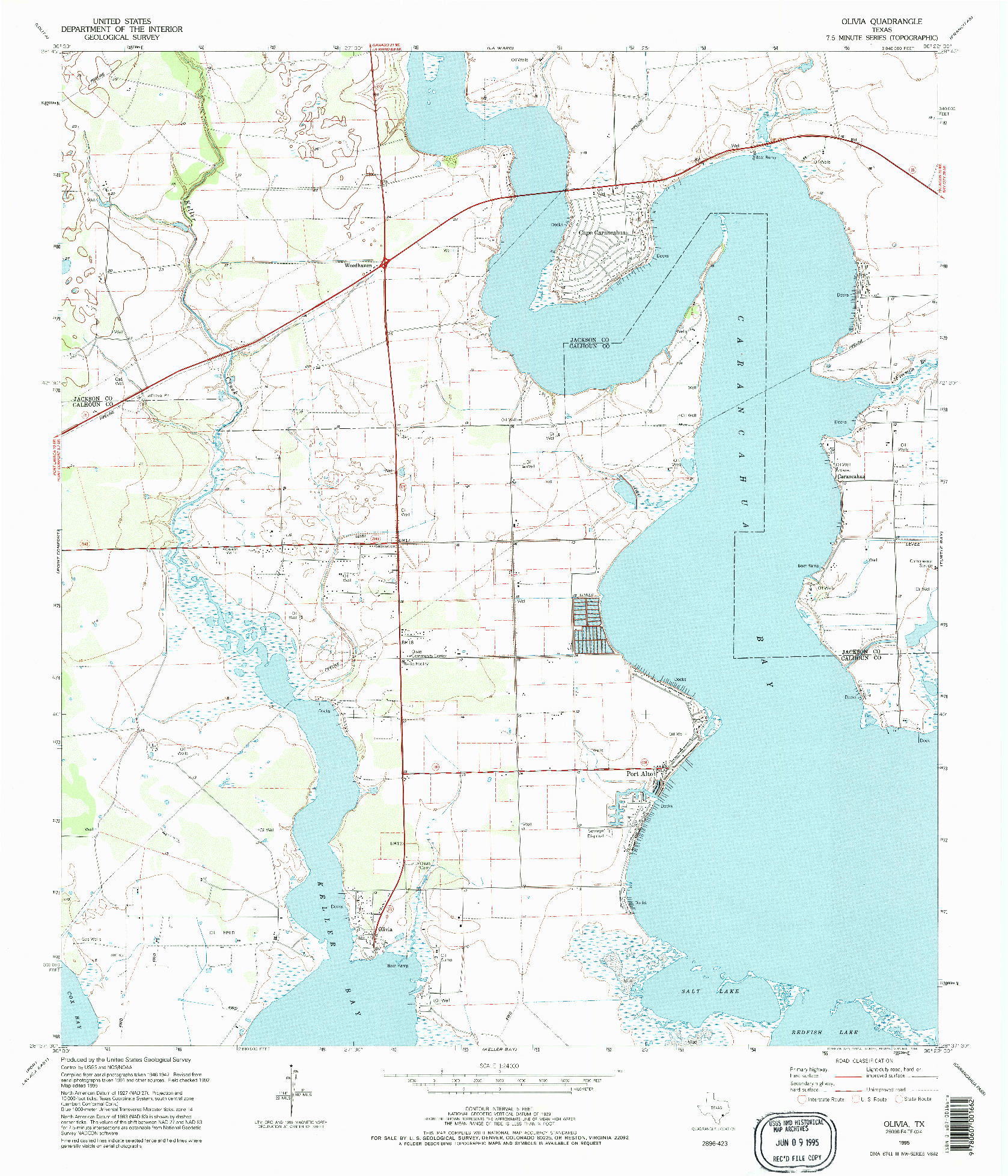 USGS 1:24000-SCALE QUADRANGLE FOR OLIVIA, TX 1995