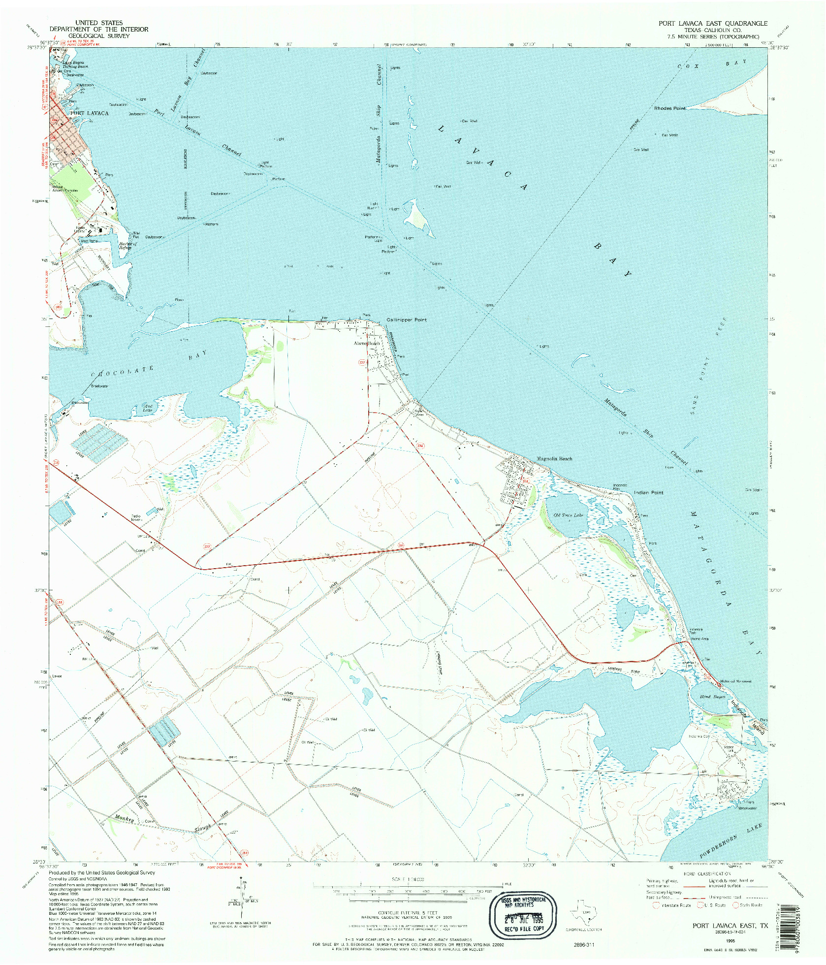 USGS 1:24000-SCALE QUADRANGLE FOR PORT LAVACA EAST, TX 1995