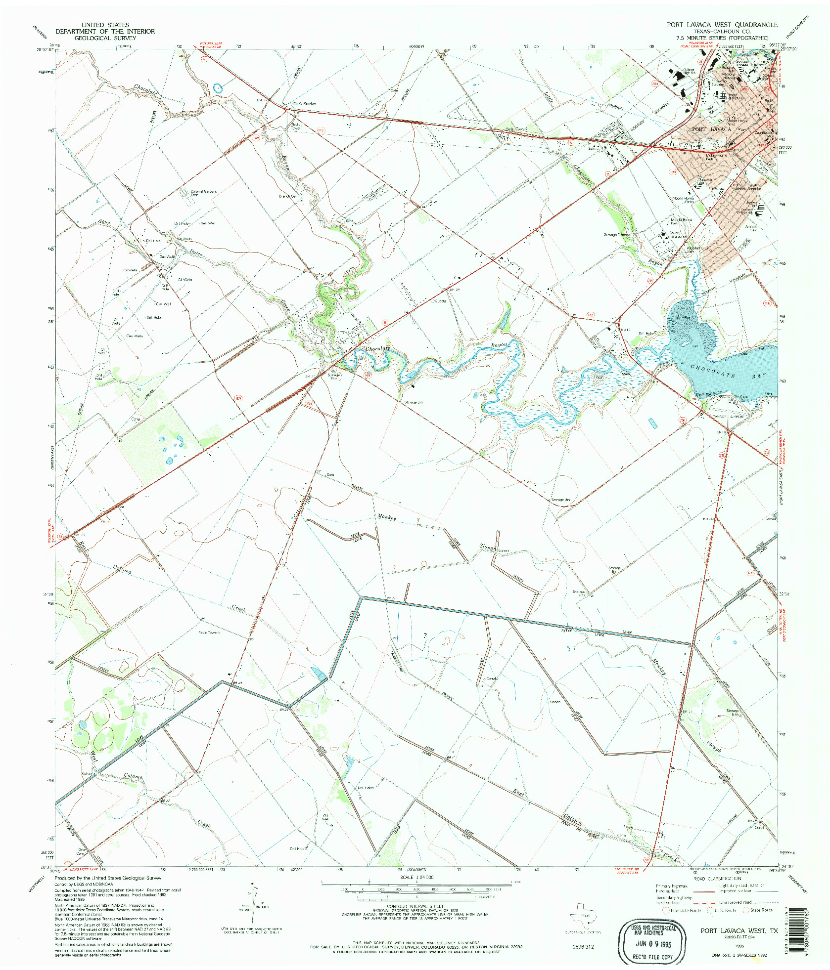USGS 1:24000-SCALE QUADRANGLE FOR PORT LAVACA WEST, TX 1995