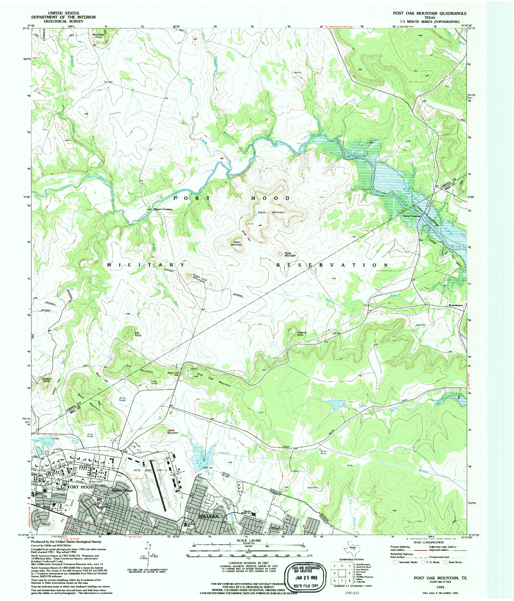 USGS 1:24000-SCALE QUADRANGLE FOR POST OAK MOUNTAIN, TX 1994