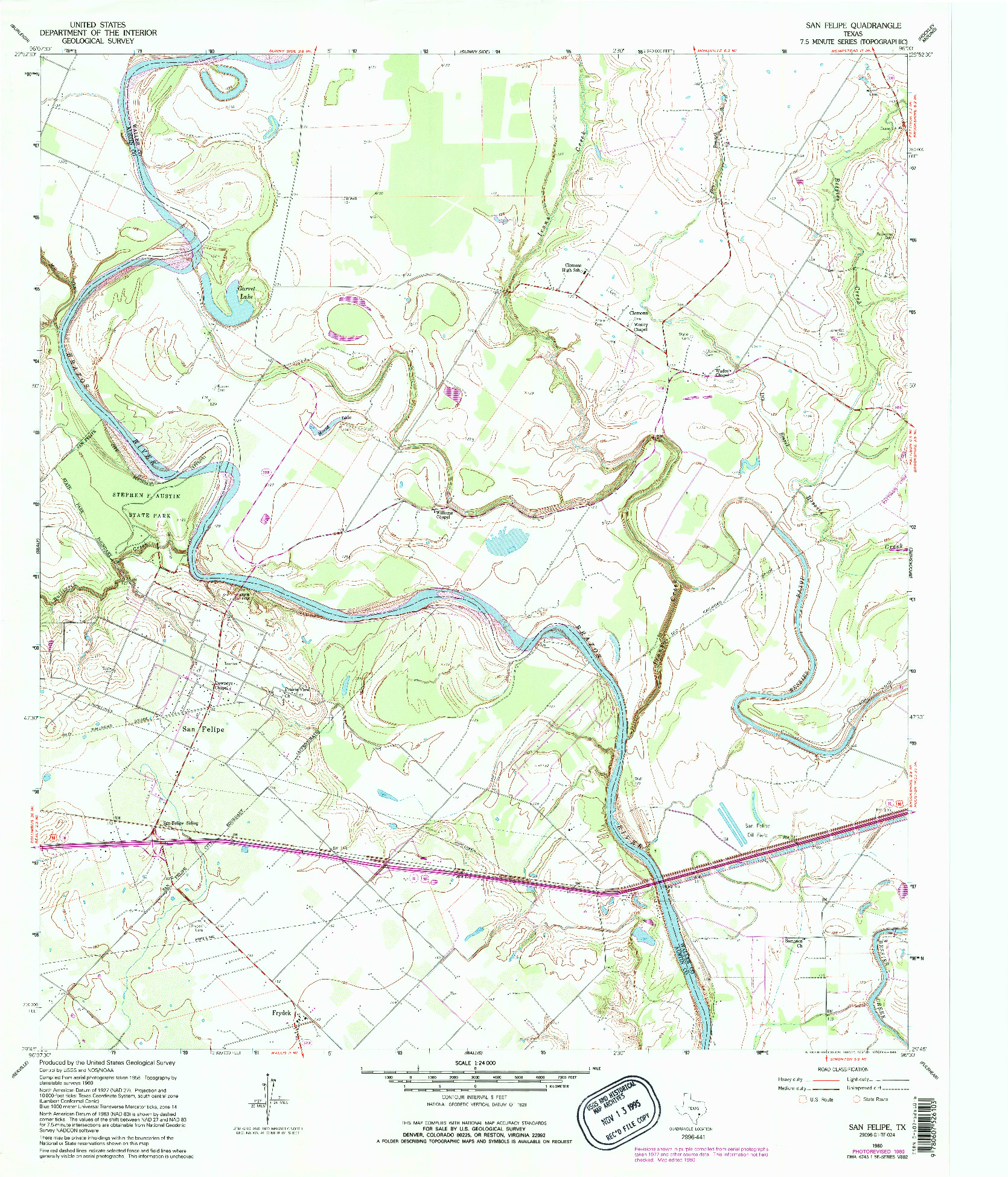 USGS 1:24000-SCALE QUADRANGLE FOR SAN FELIPE, TX 1960