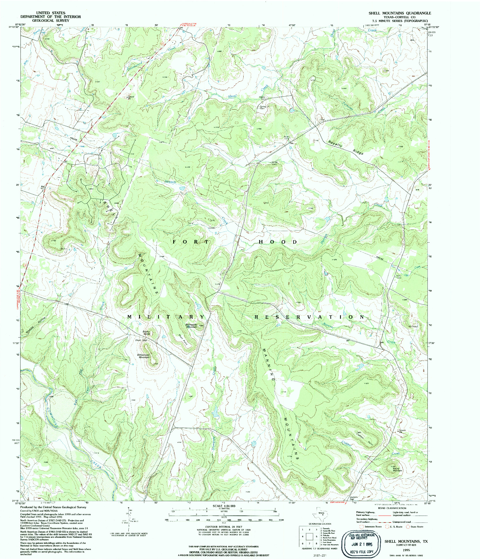 USGS 1:24000-SCALE QUADRANGLE FOR SHELL MOUNTAINS, TX 1995