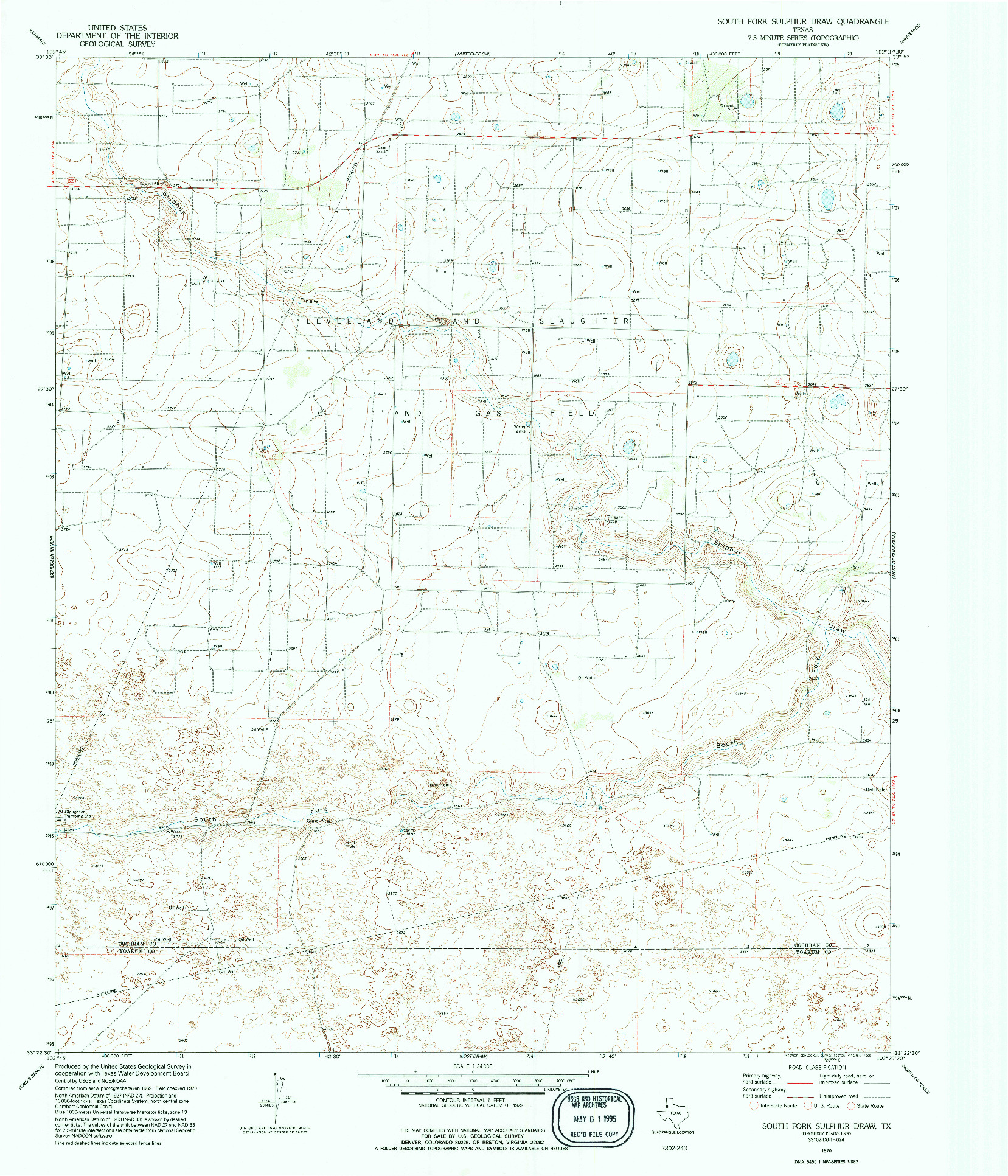 USGS 1:24000-SCALE QUADRANGLE FOR SOUTH FORK SULPHUR DRAW, TX 1970
