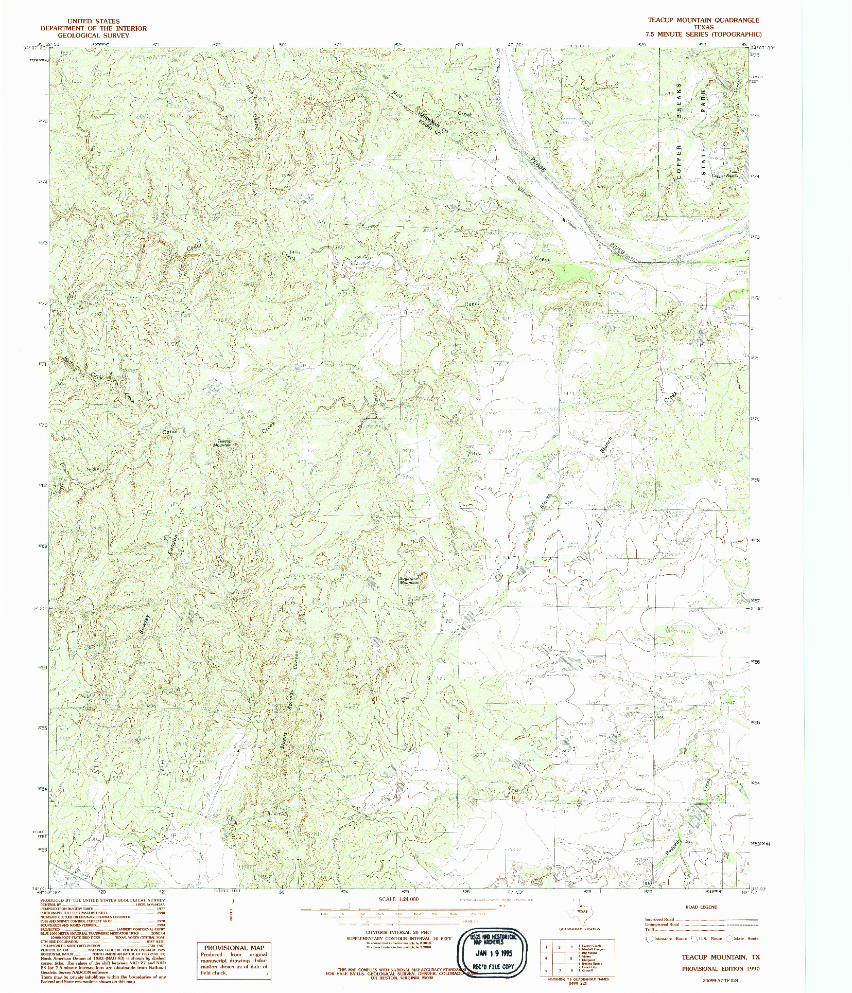 USGS 1:24000-SCALE QUADRANGLE FOR TEACUP MOUNTAIN, TX 1990