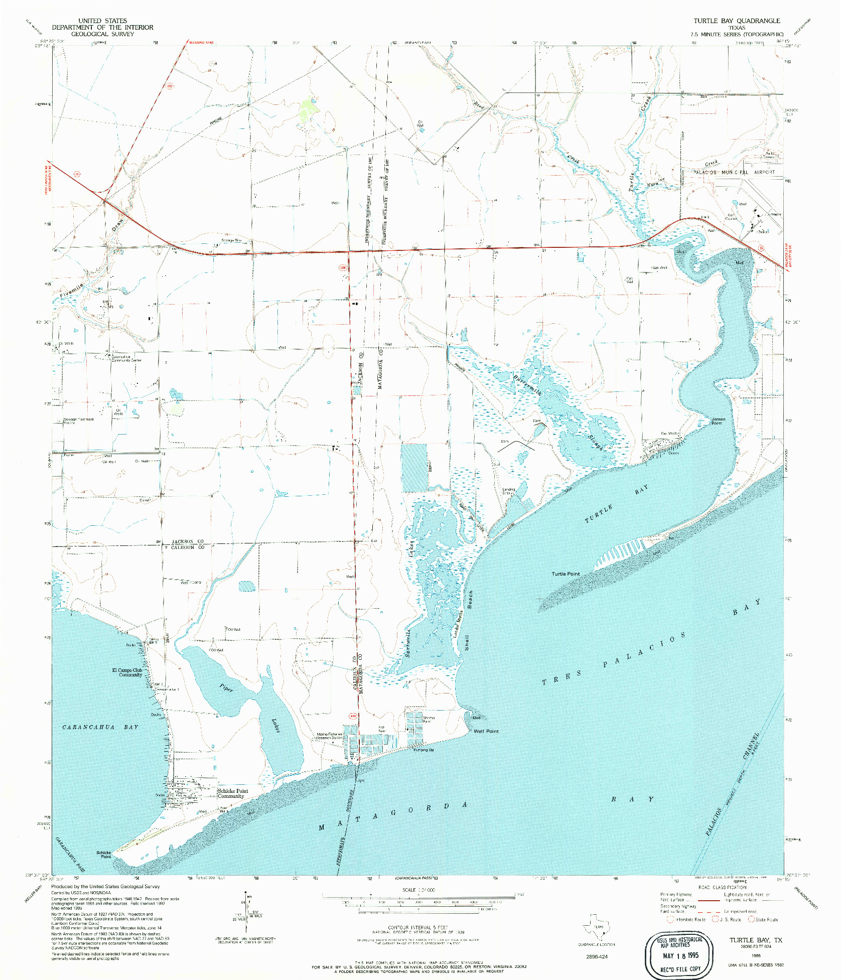USGS 1:24000-SCALE QUADRANGLE FOR TURTLE BAY, TX 1995