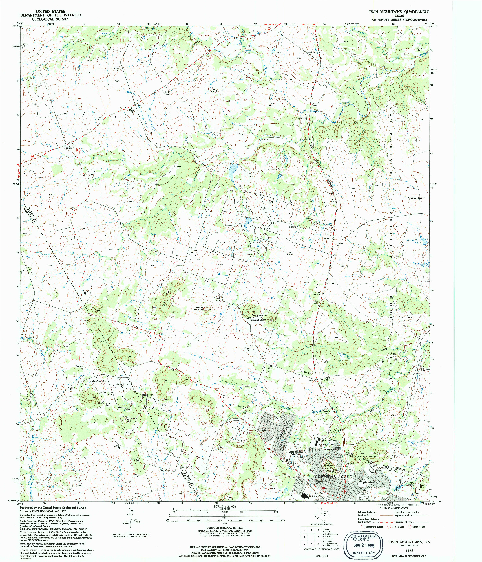 USGS 1:24000-SCALE QUADRANGLE FOR TWIN MOUNTAINS, TX 1995