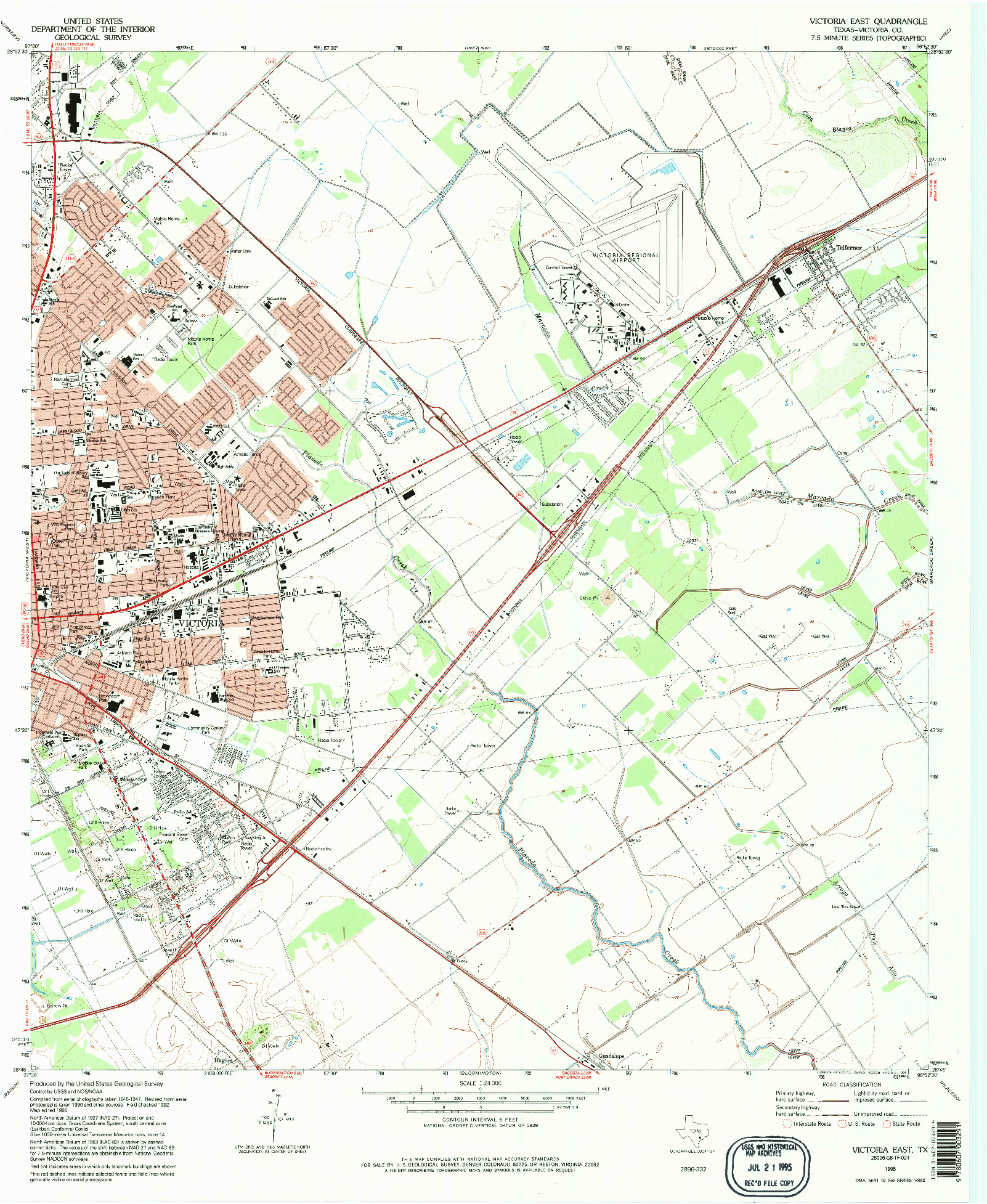 USGS 1:24000-SCALE QUADRANGLE FOR VICTORIA EAST, TX 1995