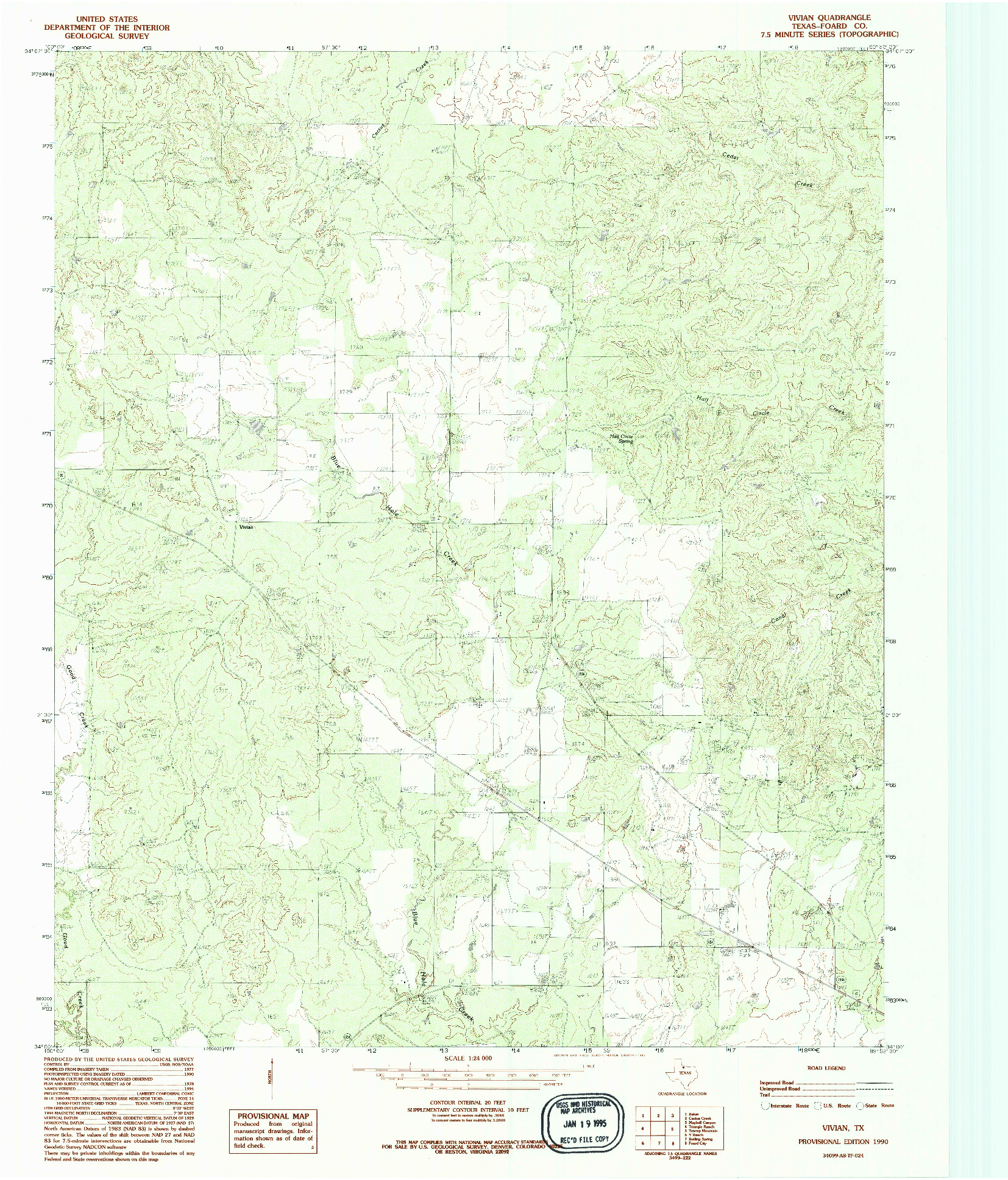 USGS 1:24000-SCALE QUADRANGLE FOR VIVIAN, TX 1990