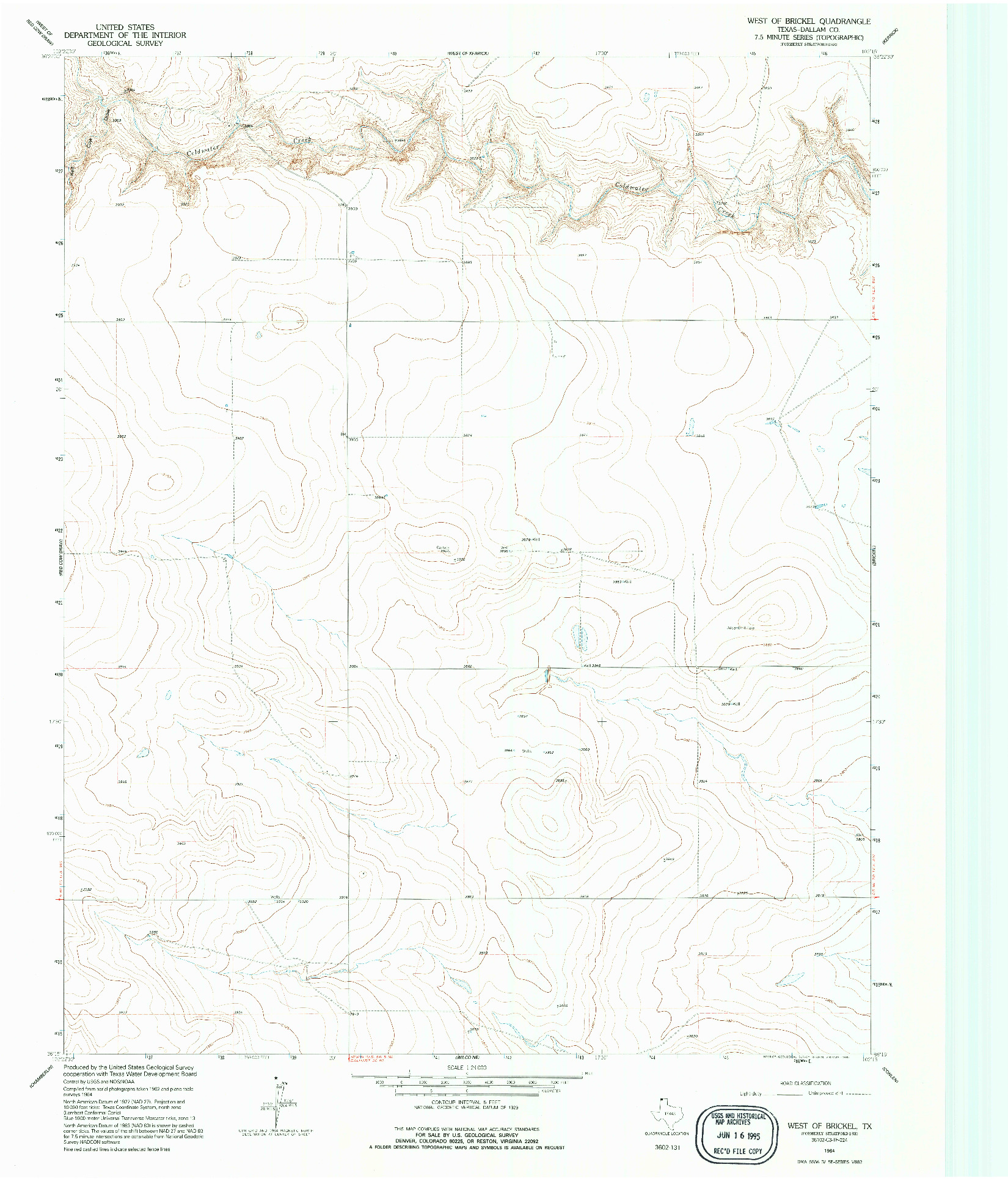 USGS 1:24000-SCALE QUADRANGLE FOR WEST OF BRICKEL, TX 1964
