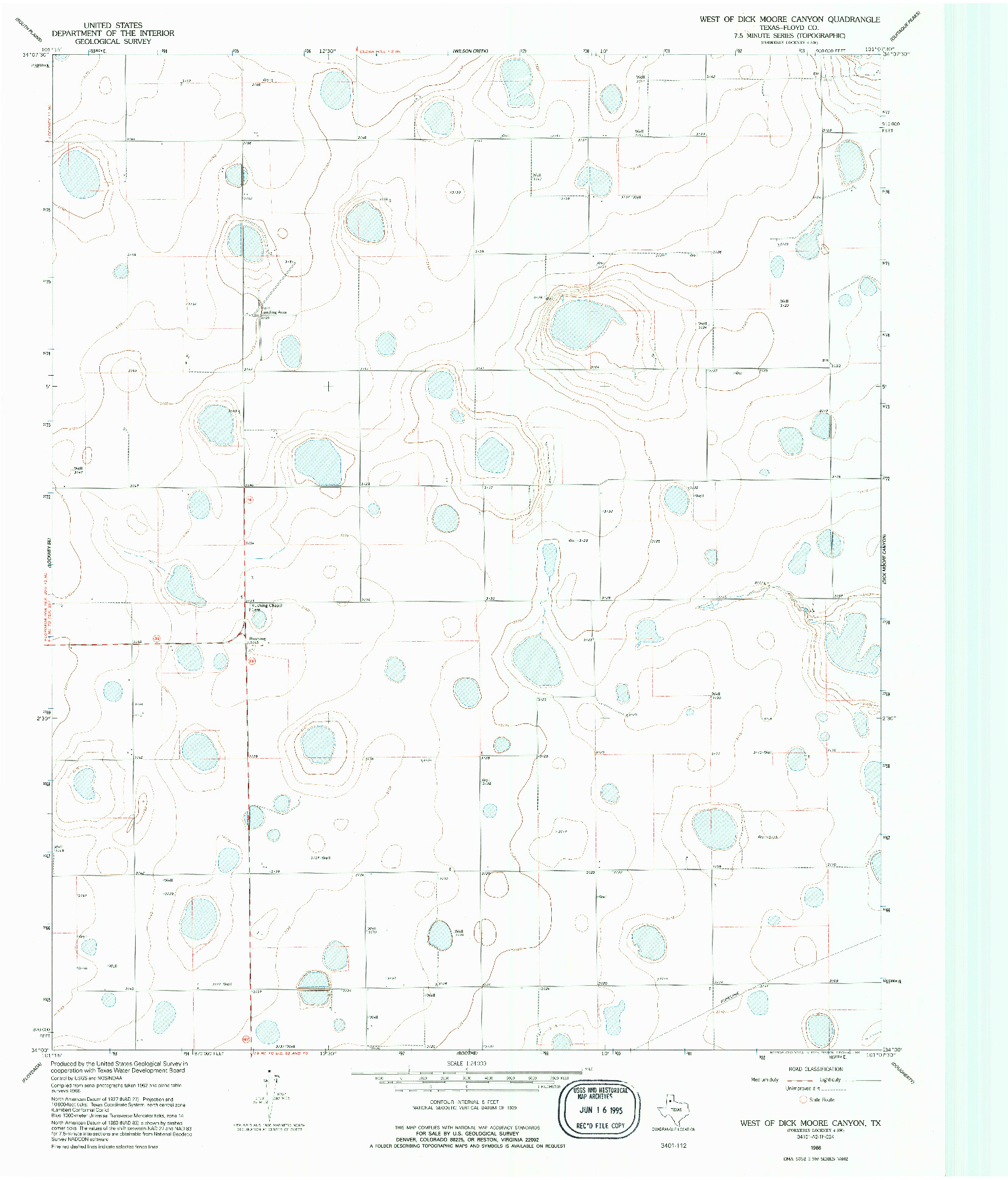 USGS 1:24000-SCALE QUADRANGLE FOR WEST OF DICK MOORE CANYON, TX 1966