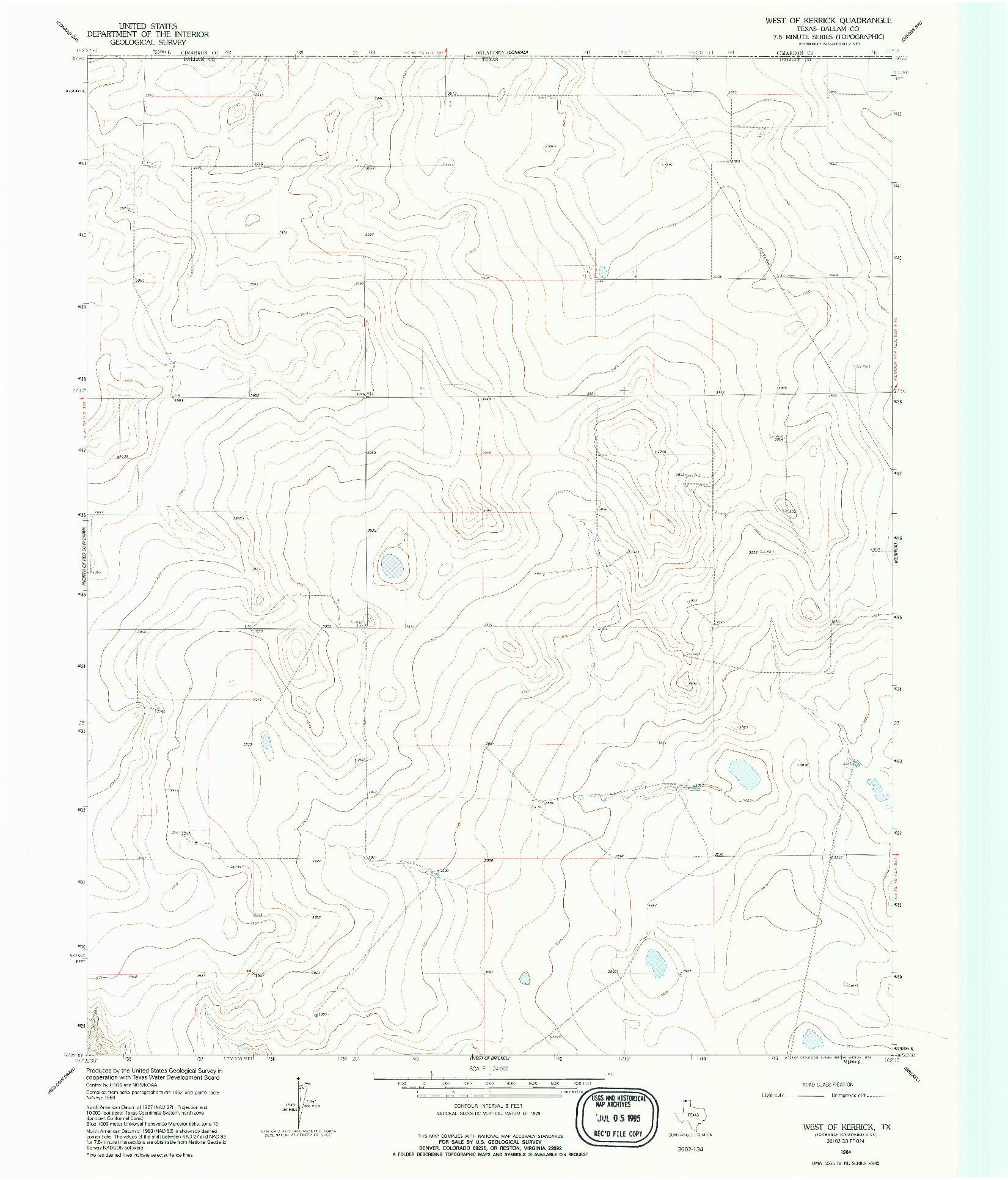 USGS 1:24000-SCALE QUADRANGLE FOR WEST OF KERRICK, TX 1964