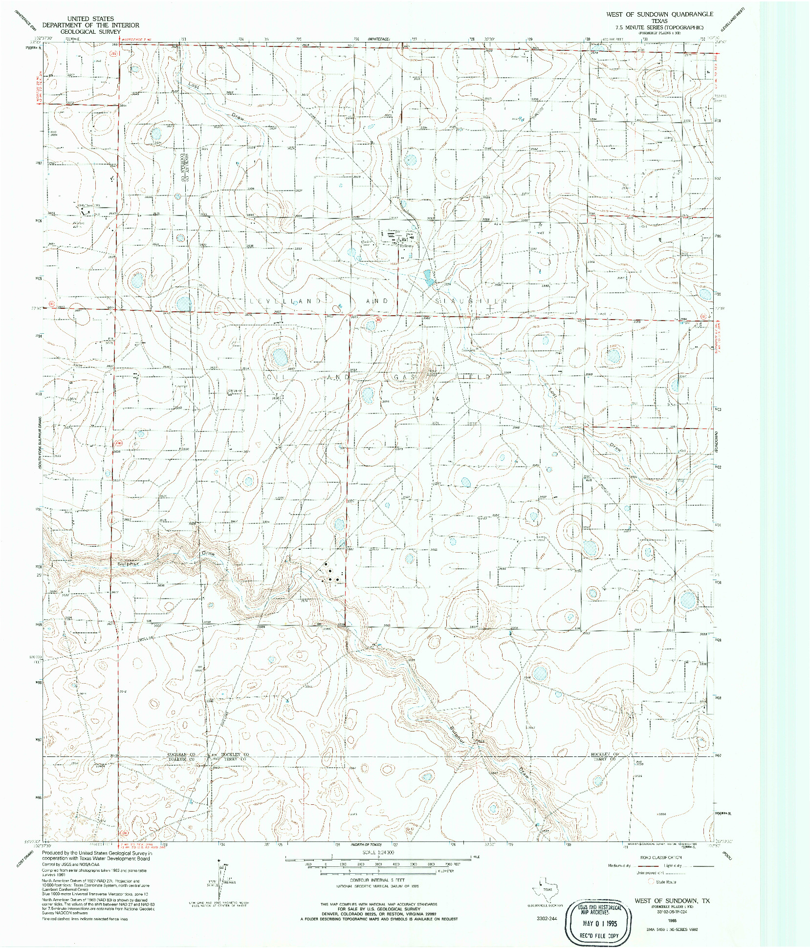 USGS 1:24000-SCALE QUADRANGLE FOR WEST OF SUNDOWN, TX 1965