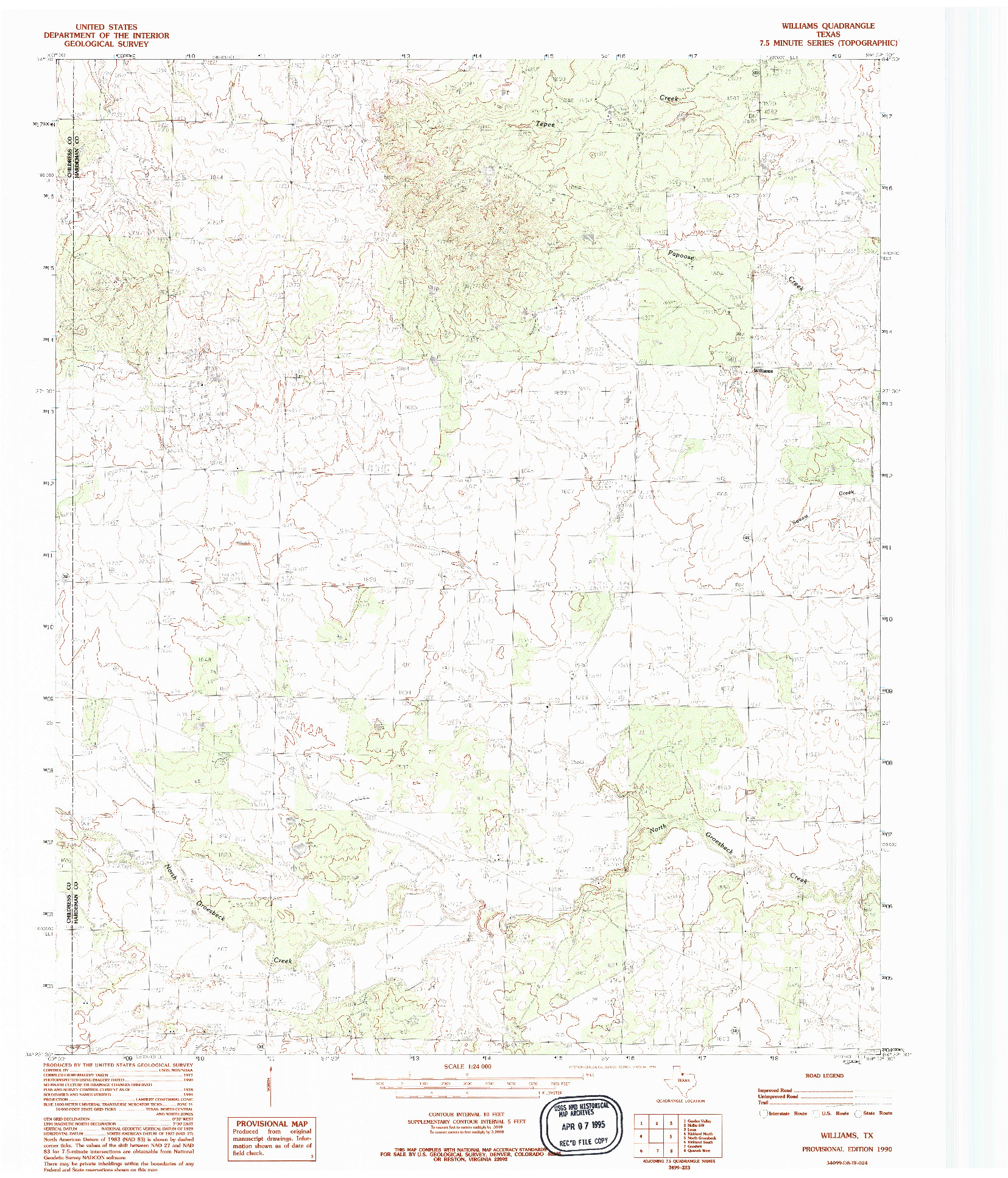 USGS 1:24000-SCALE QUADRANGLE FOR WILLAMS, TX 1990