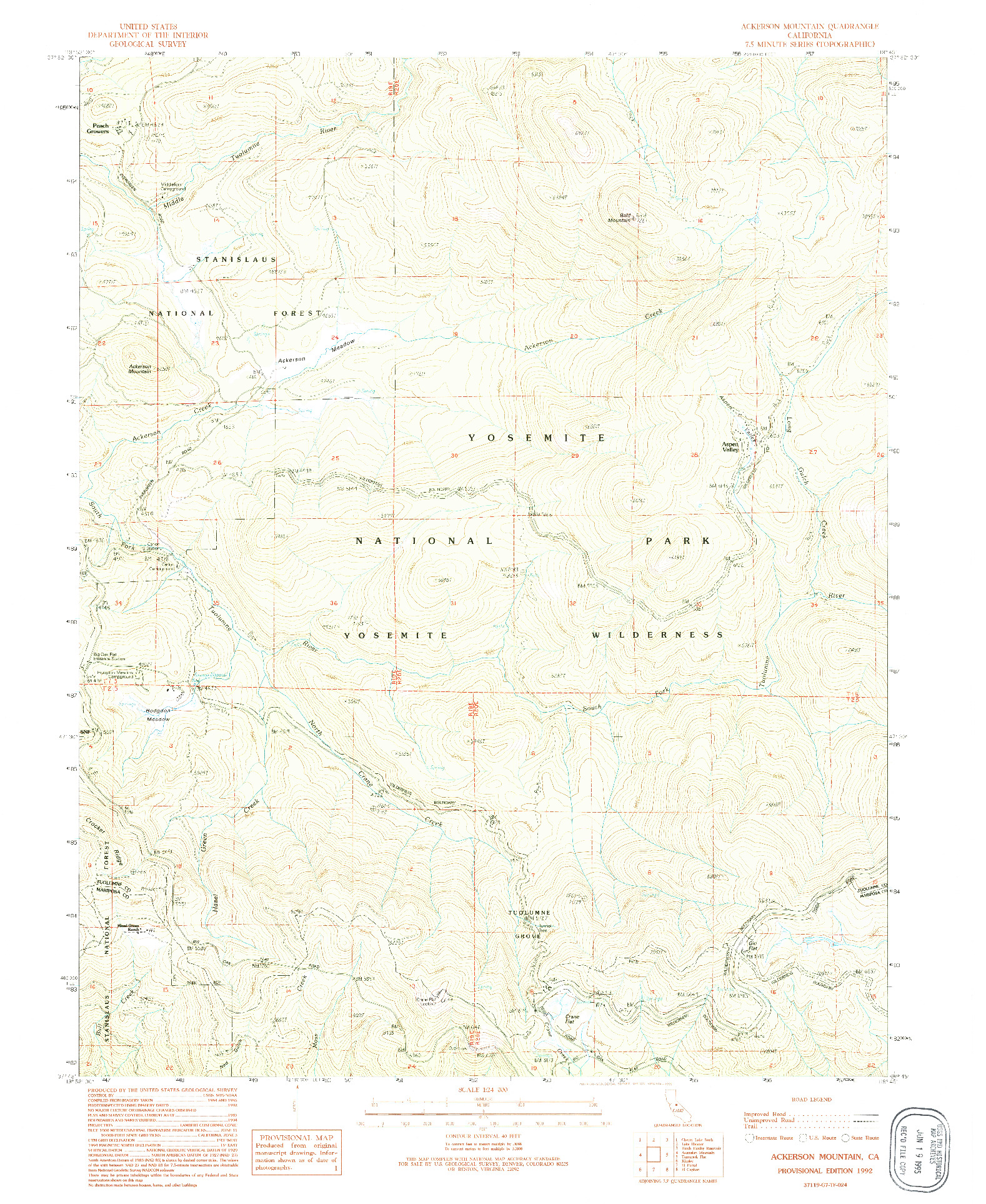 USGS 1:24000-SCALE QUADRANGLE FOR ACKERSON MOUNTAIN, CA 1992