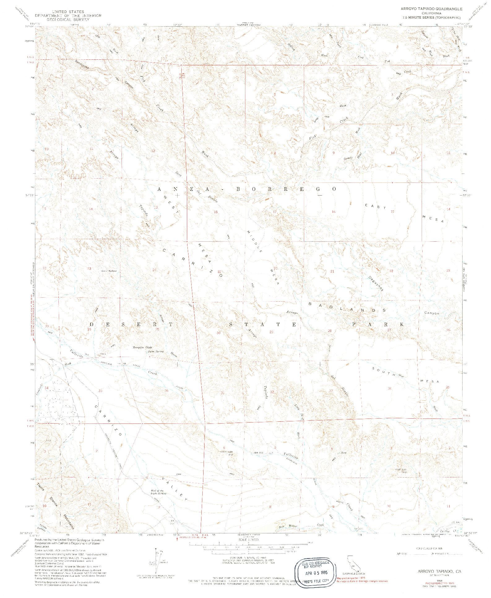 USGS 1:24000-SCALE QUADRANGLE FOR ARROYO TAPIADO, CA 1959