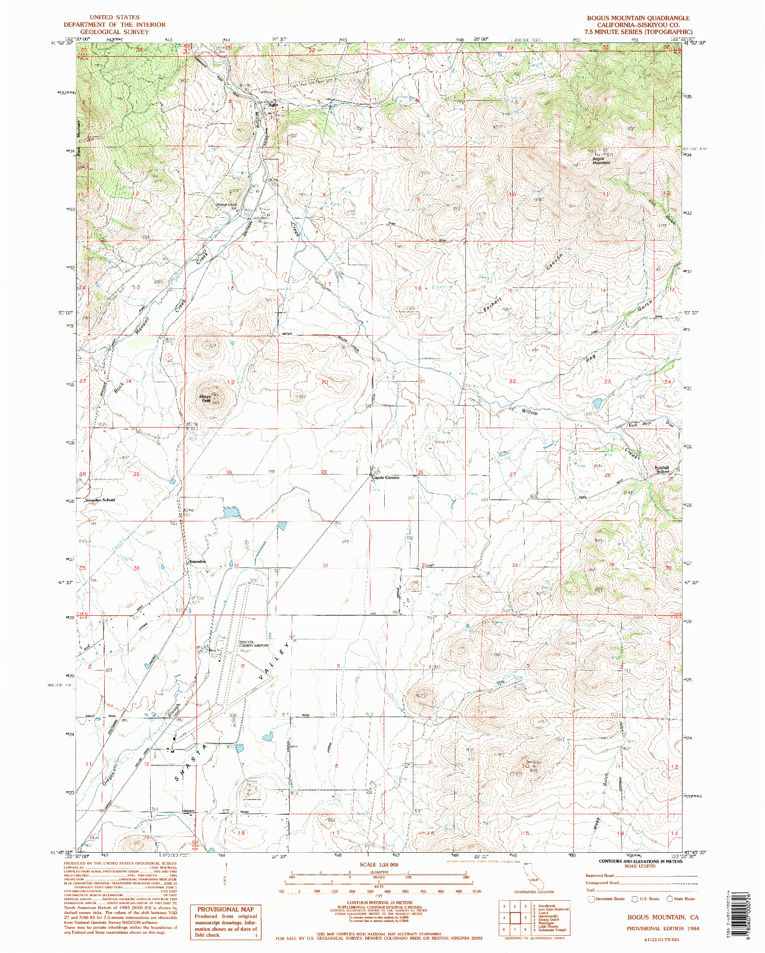 USGS 1:24000-SCALE QUADRANGLE FOR BOGUS MOUNTAIN, CA 1984