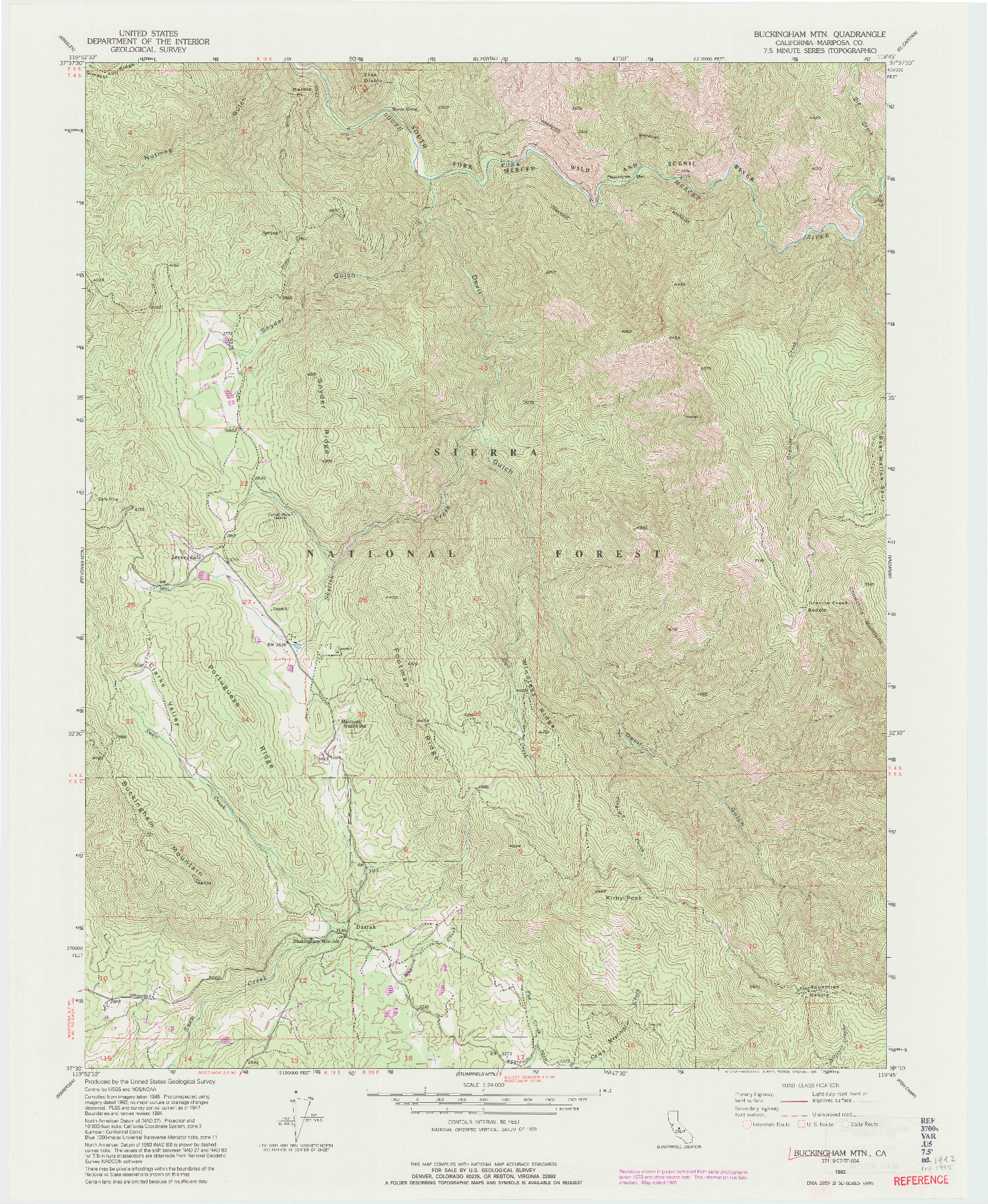 USGS 1:24000-SCALE QUADRANGLE FOR BUCKINGHAM MTN, CA 1992