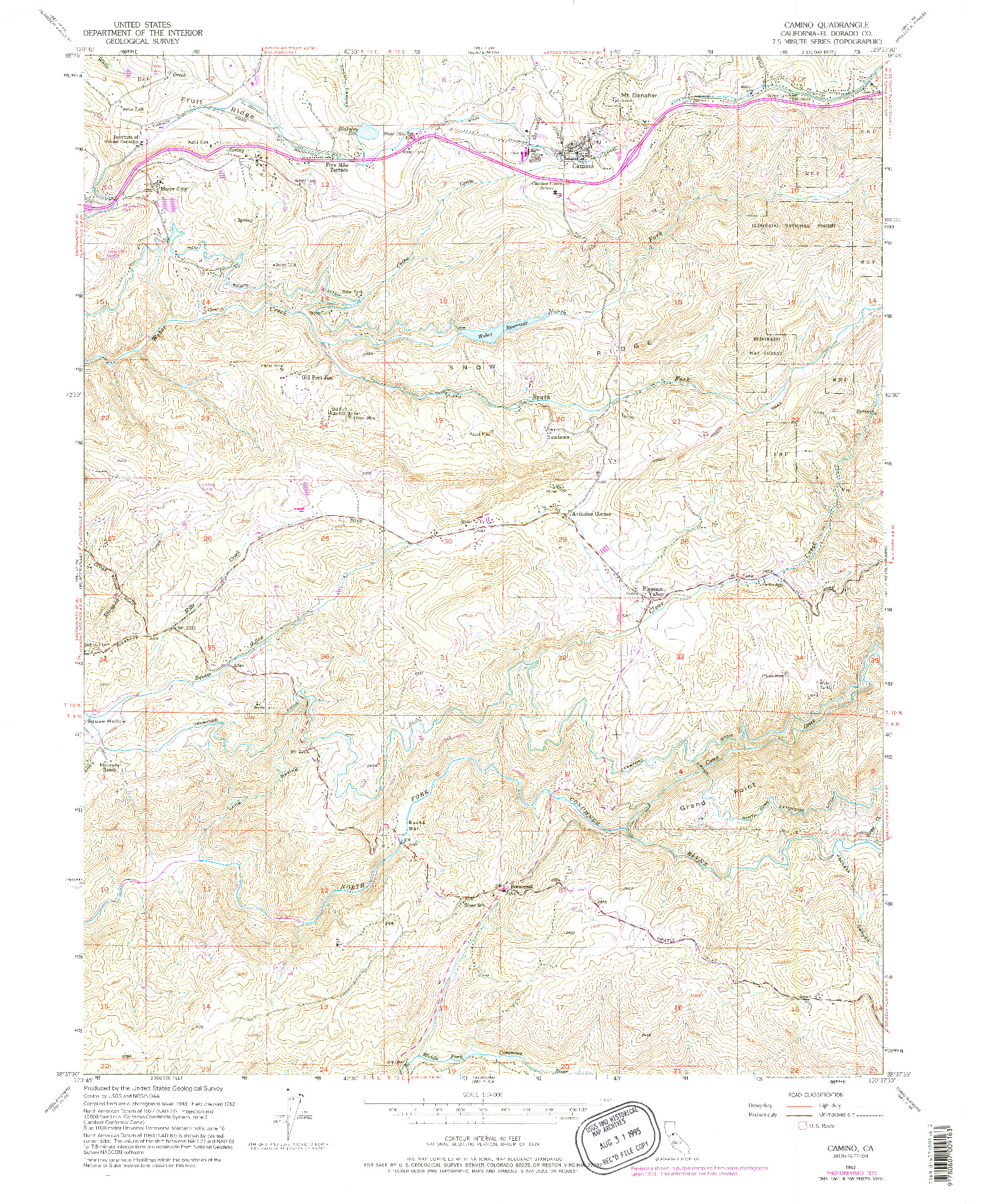 USGS 1:24000-SCALE QUADRANGLE FOR CAMINO, CA 1952