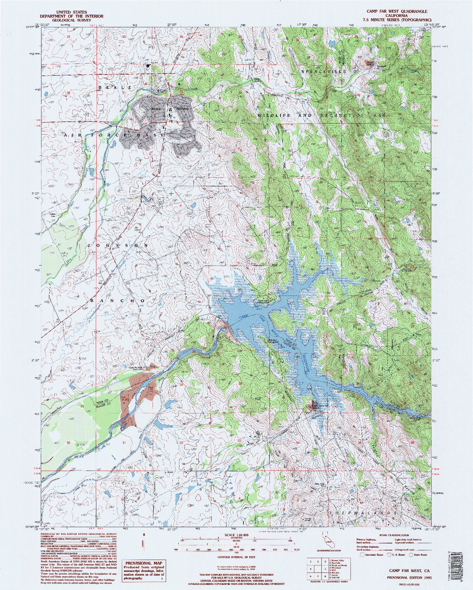 USGS 1:24000-SCALE QUADRANGLE FOR CAMP FAR WEST, CA 1995
