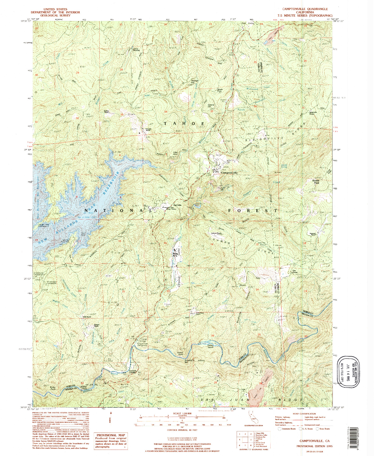 USGS 1:24000-SCALE QUADRANGLE FOR CAMPTONVILLE, CA 1995