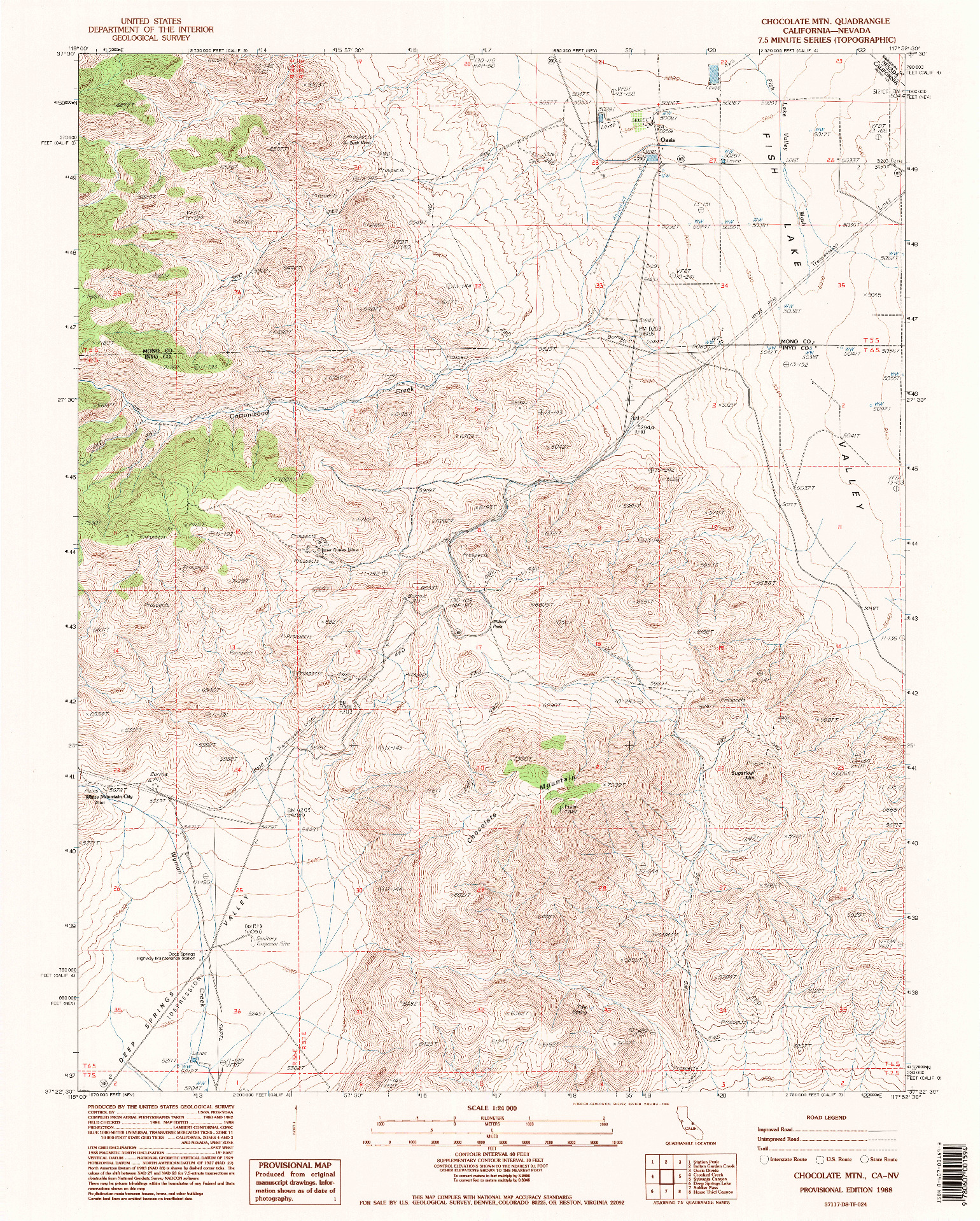 USGS 1:24000-SCALE QUADRANGLE FOR CHOCOLATE MTN., CA 1988