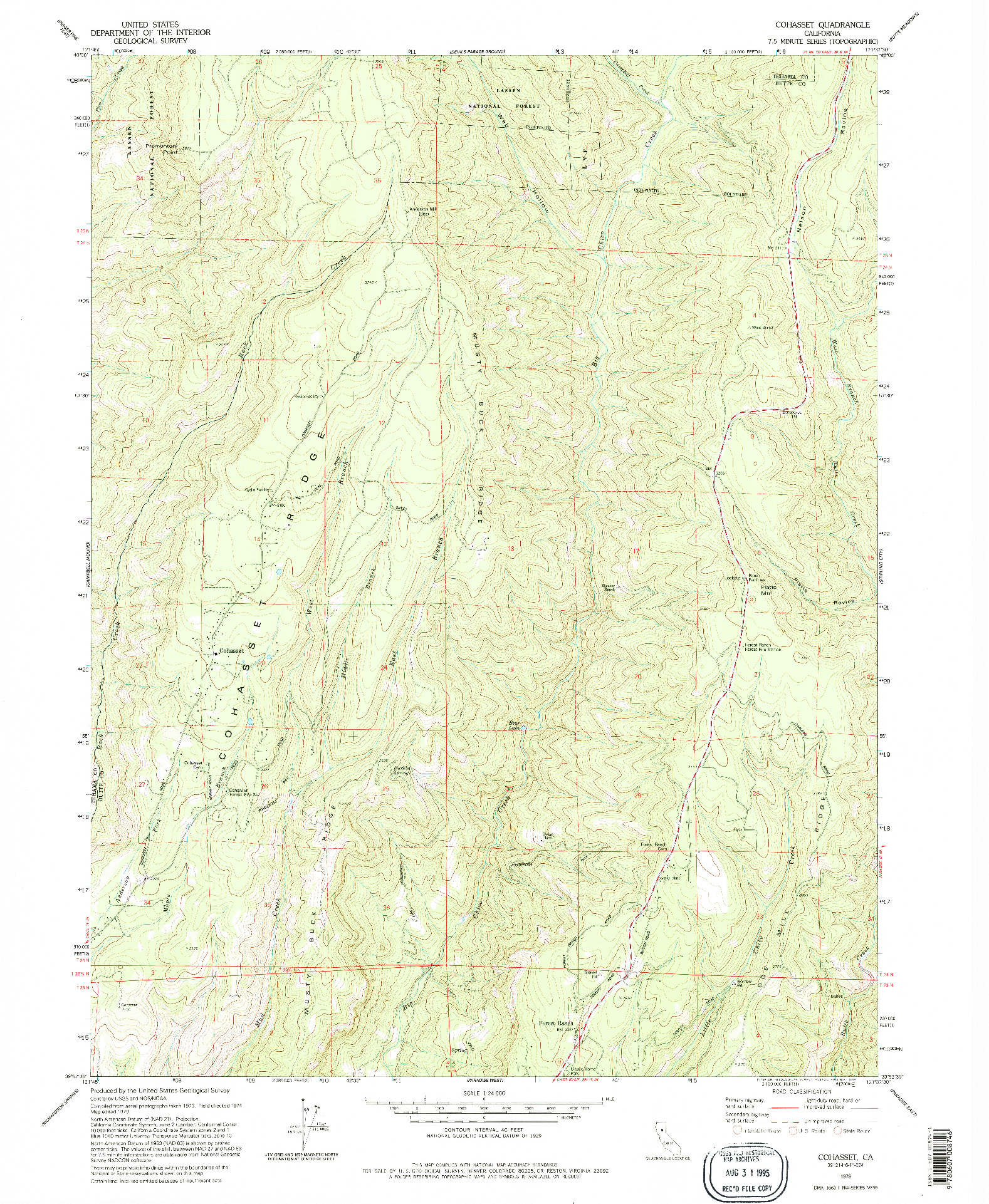 USGS 1:24000-SCALE QUADRANGLE FOR COHASSET, CA 1979