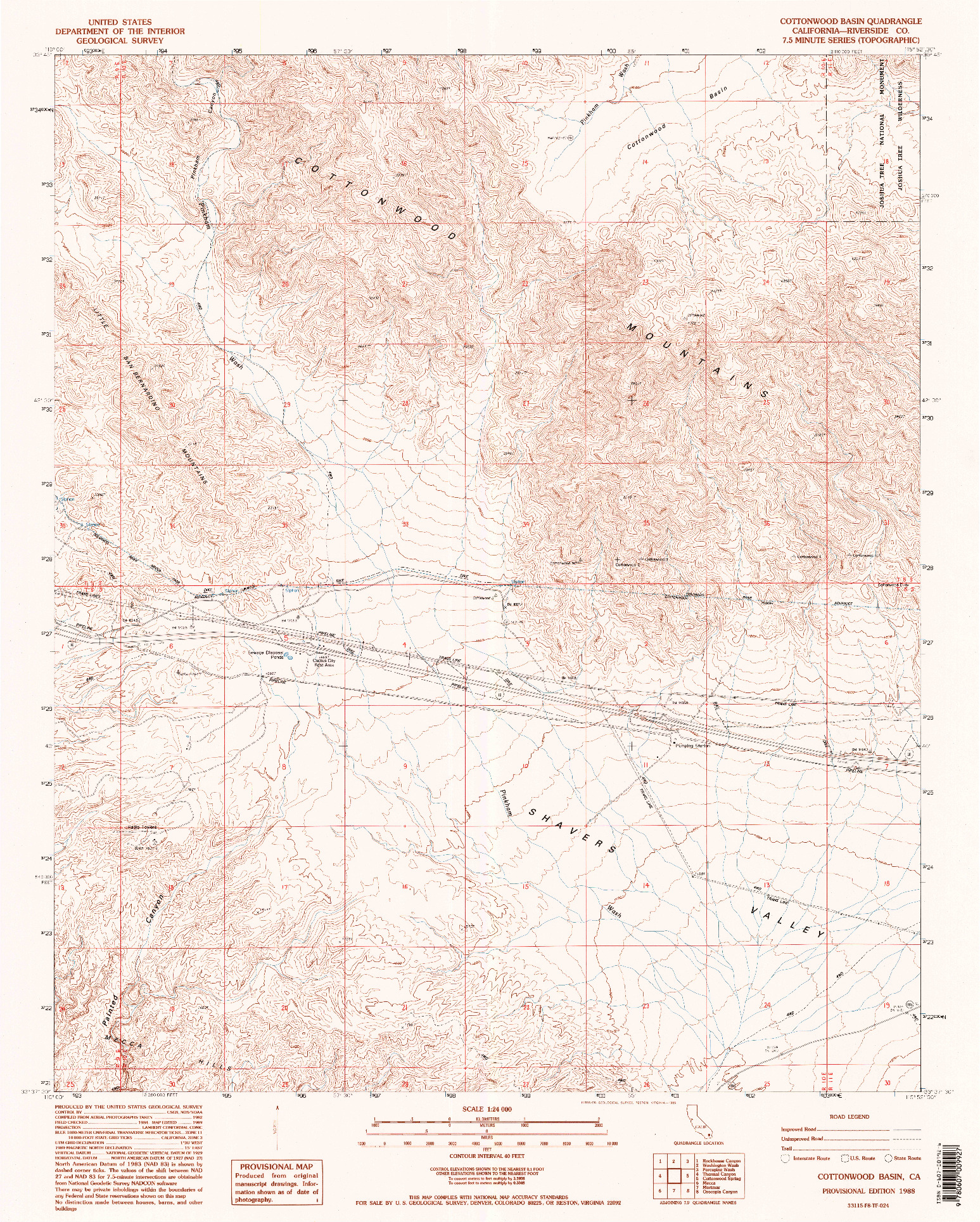 USGS 1:24000-SCALE QUADRANGLE FOR COTTONWOOD BASIN, CA 1988