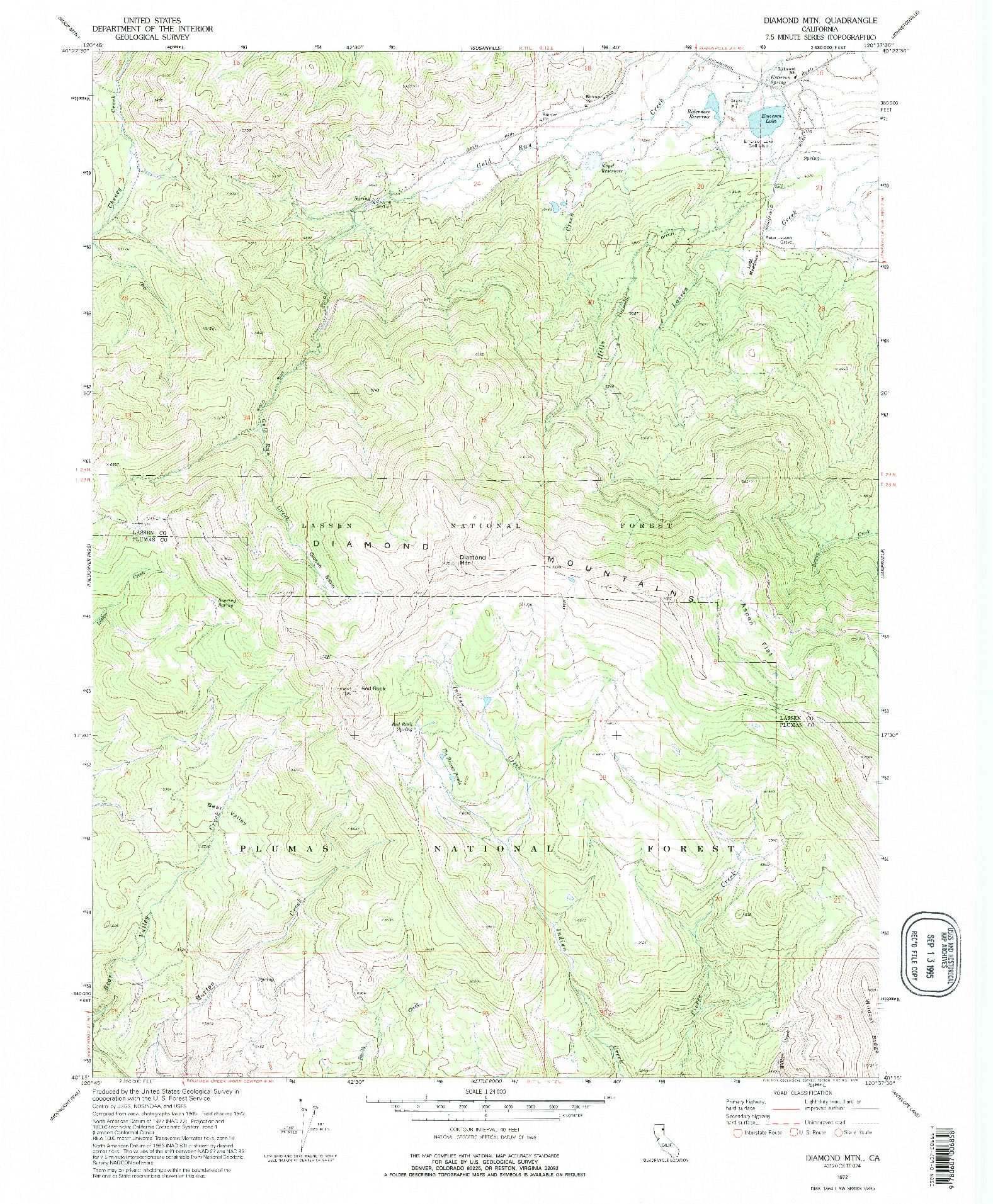 USGS 1:24000-SCALE QUADRANGLE FOR DIAMOND MTN, CA 1972